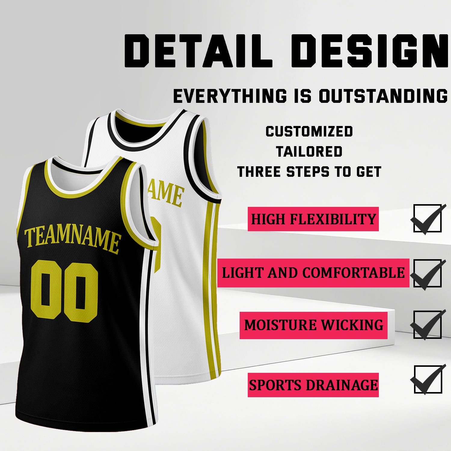Custom Black & White Reversible Basketball Jersey Shorts Set | Personalized Full Team Uniform