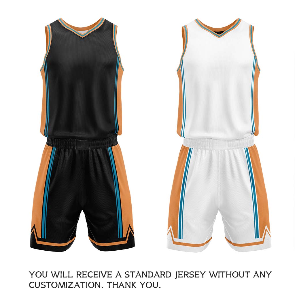 Custom Black & White Reversible Basketball Jersey Shorts Set | Personalized Full Vintage Team Uniform