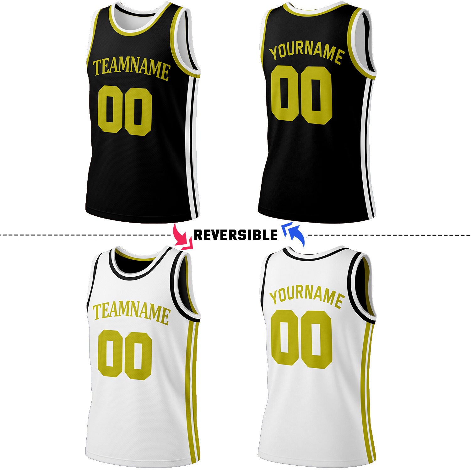 Custom Black & White Reversible Basketball Jersey Shorts Set | Personalized Full Team Uniform