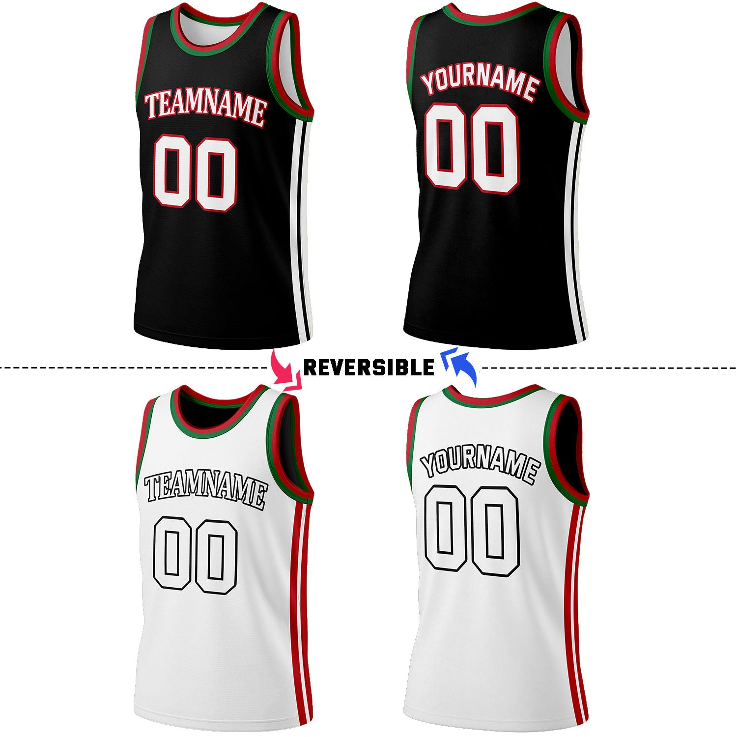 Custom Black & White Reversible Basketball Jersey Shorts Set | Personalized Full Team Uniform
