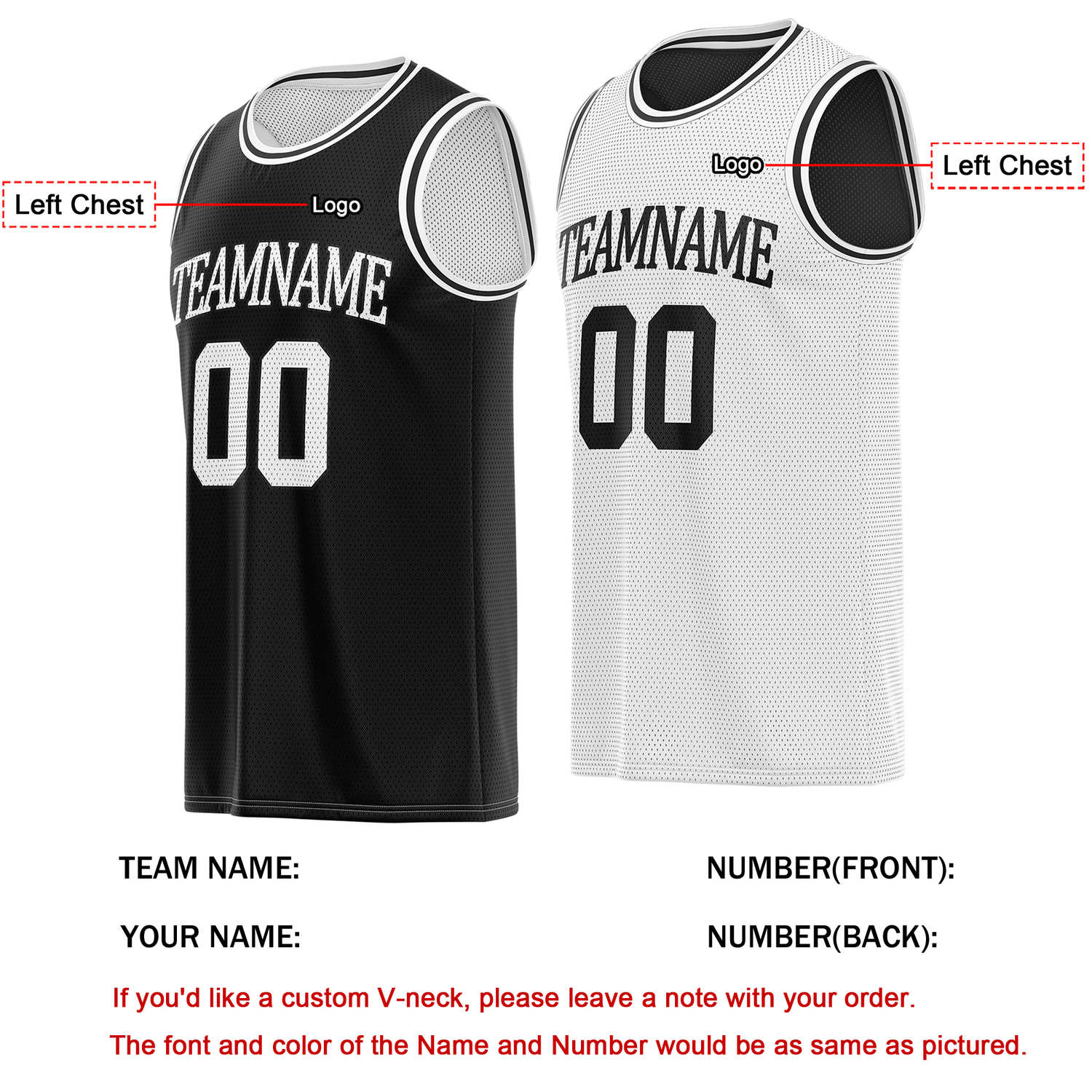 Custom Black & White Reversible Basketball Jersey | Personalized Team Name & Number - Vosoli