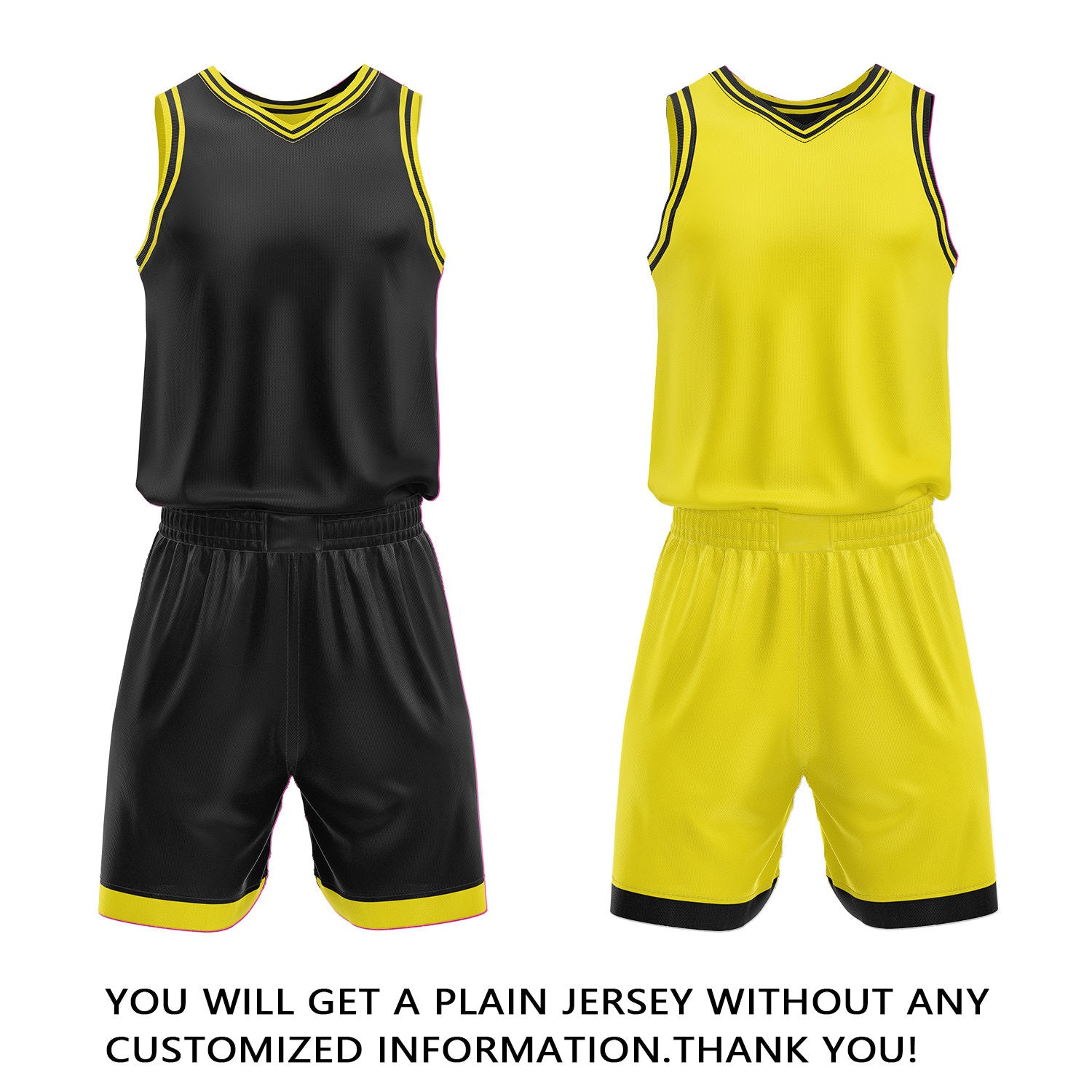 Custom Black & Yellow Reversible Basketball Jersey Shorts Set | Personalized Full Team Uniform