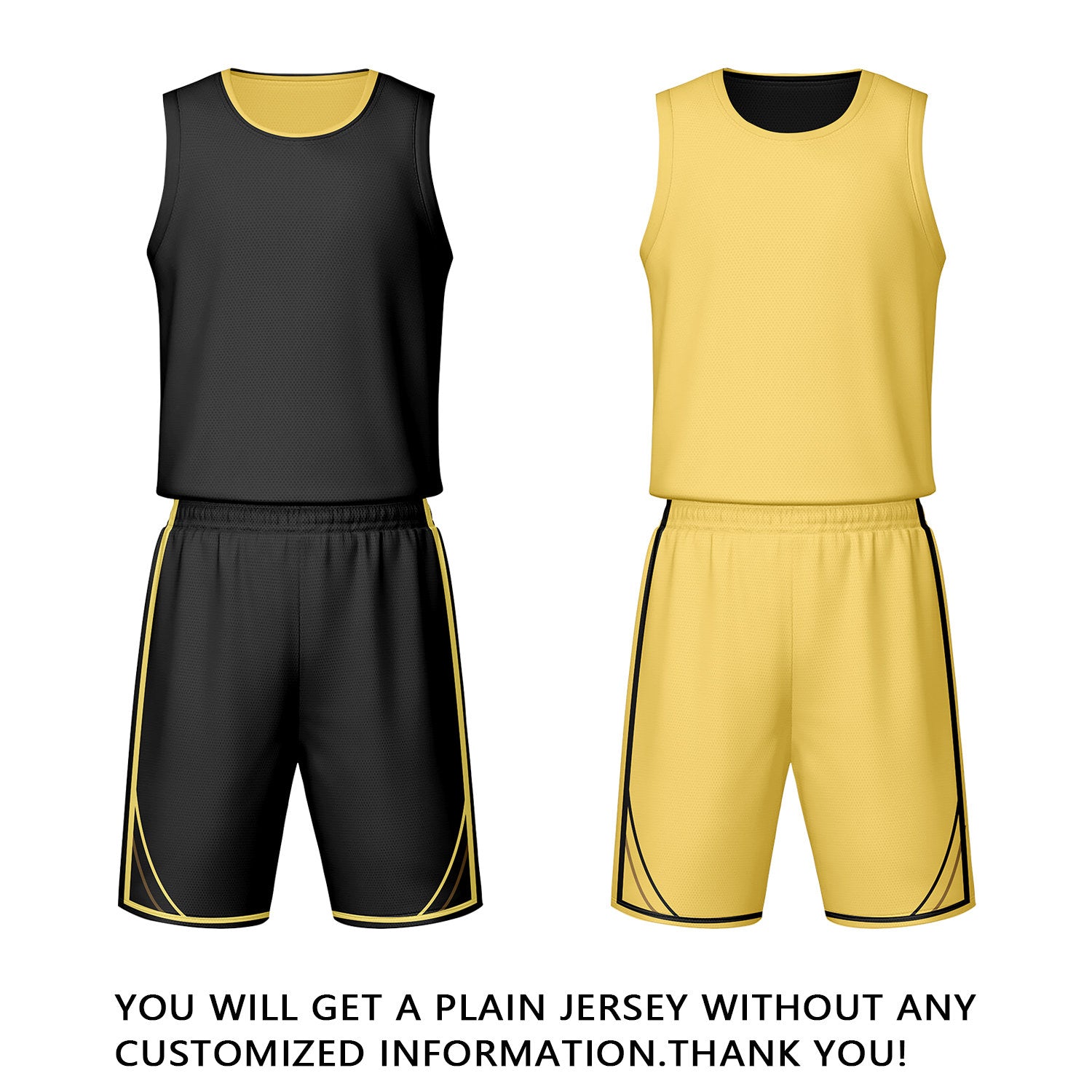 Custom Black & Yellow Reversible Basketball Jersey Shorts Set | Personalized Team Uniform