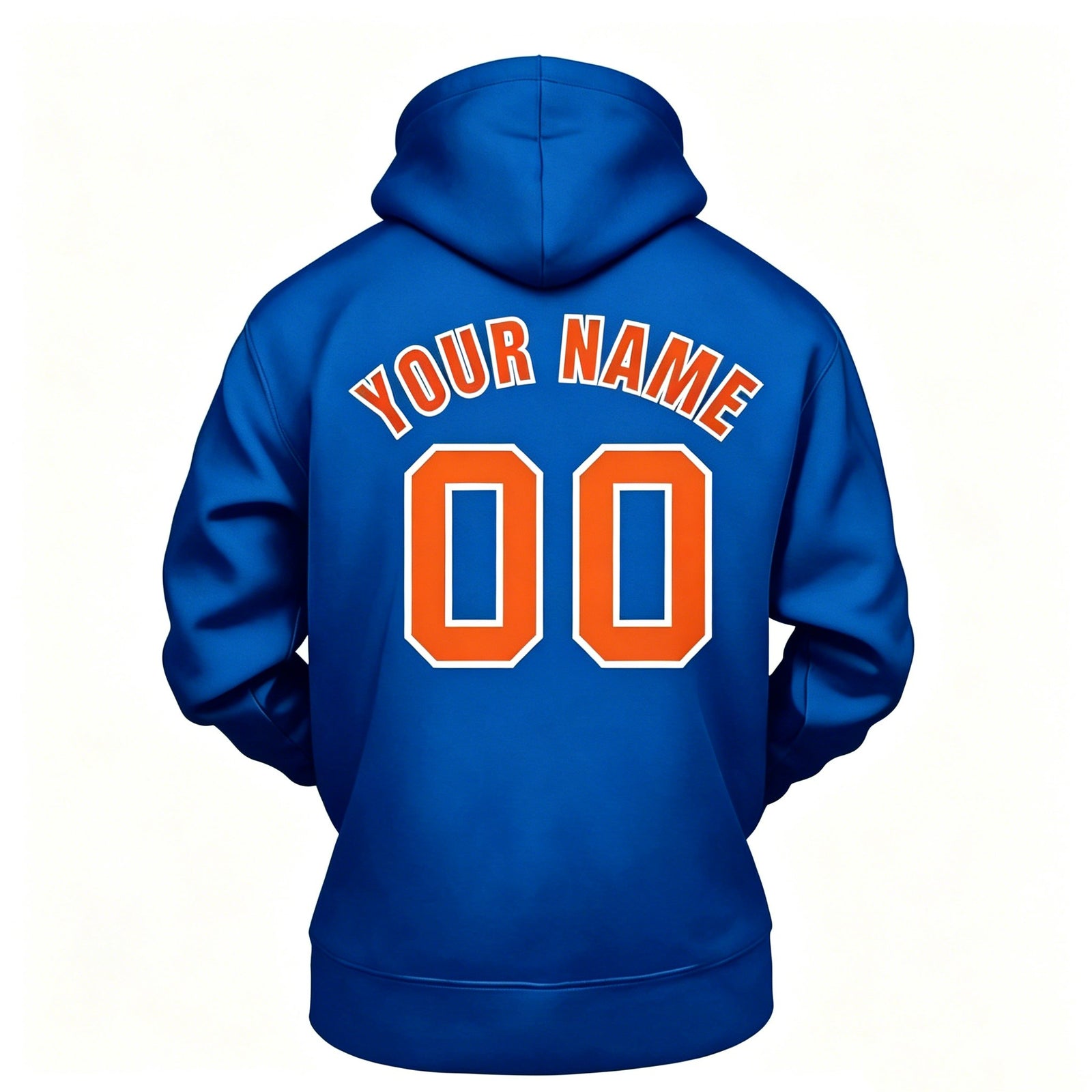 Custom Blue & Orange Hoodie | Personalized Name & Number Sports Pullover | Vosoli