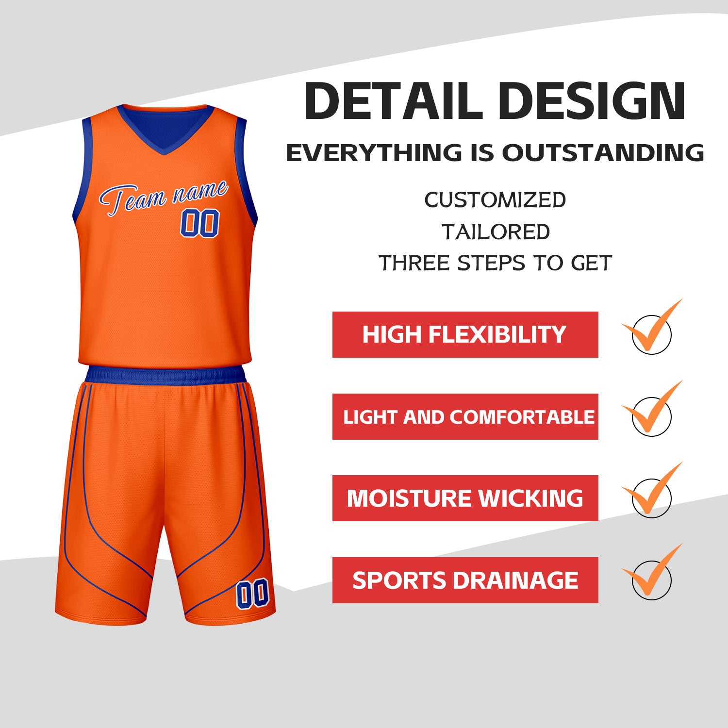 Custom Blue & Orange Reversible Basketball Jersey Shorts Set | Personalized Team Uniform
