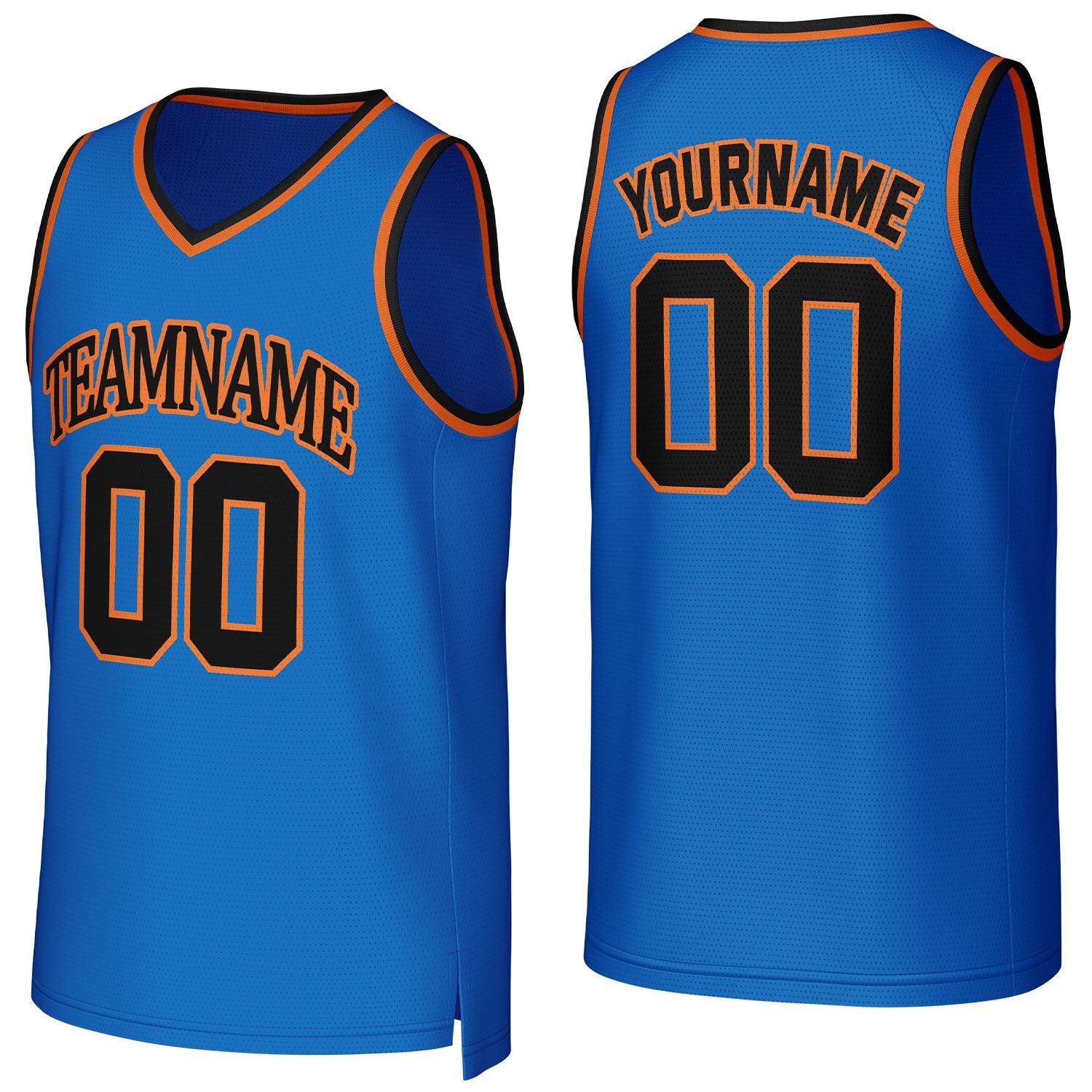 Custom Blue Orange Stitched Basketball Jersey | Personalized Name Number Logo Mesh Sports Jersey