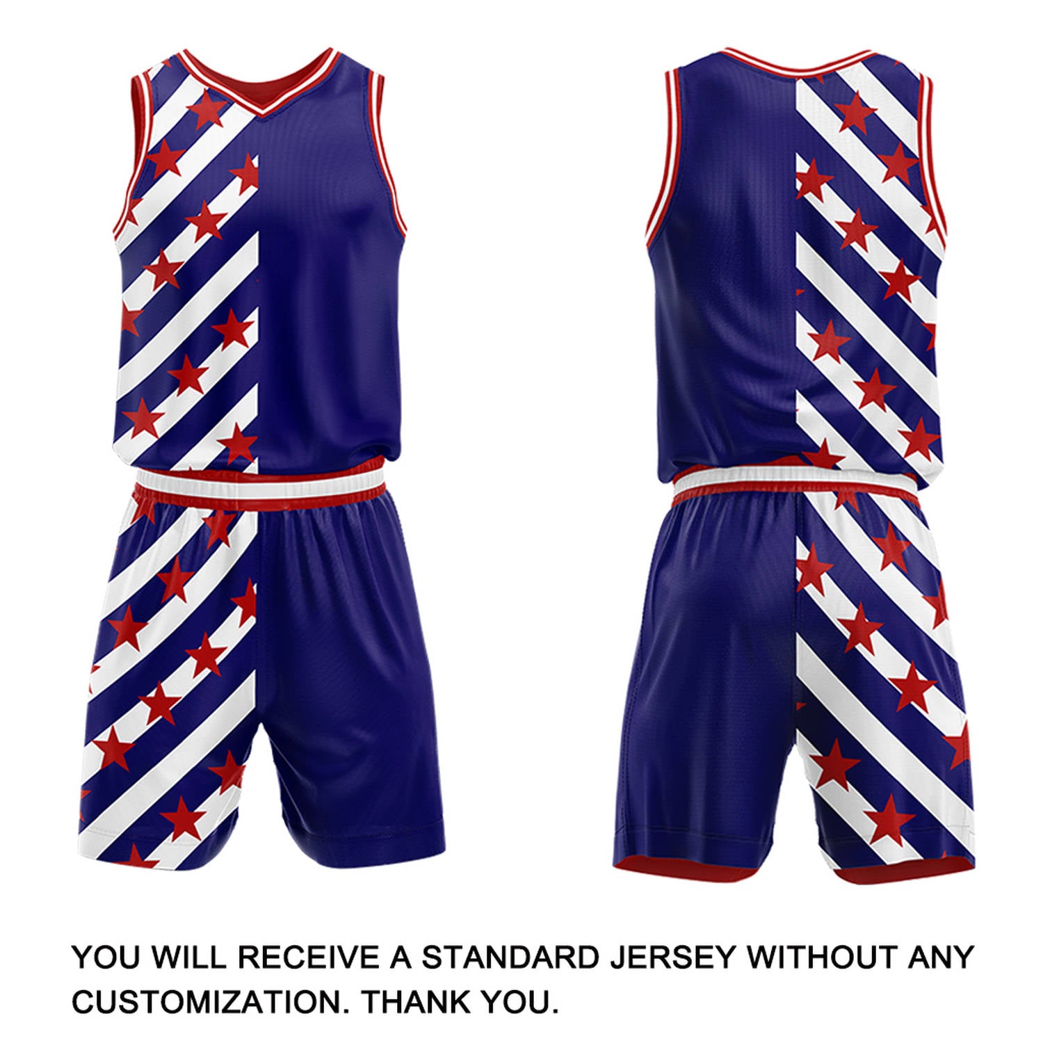 Custom Blue & Red Diagonal Star Basketball Jersey & Shorts Set | Personalized Team Uniform