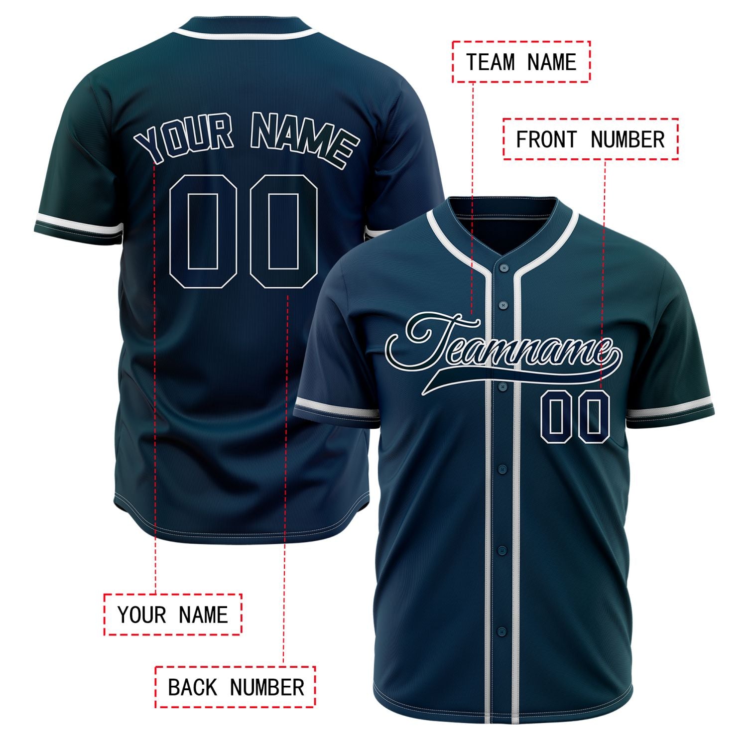 Custom Gradient Split Baseball Jersey | Personalized Ombre Two-Tone Team Uniform