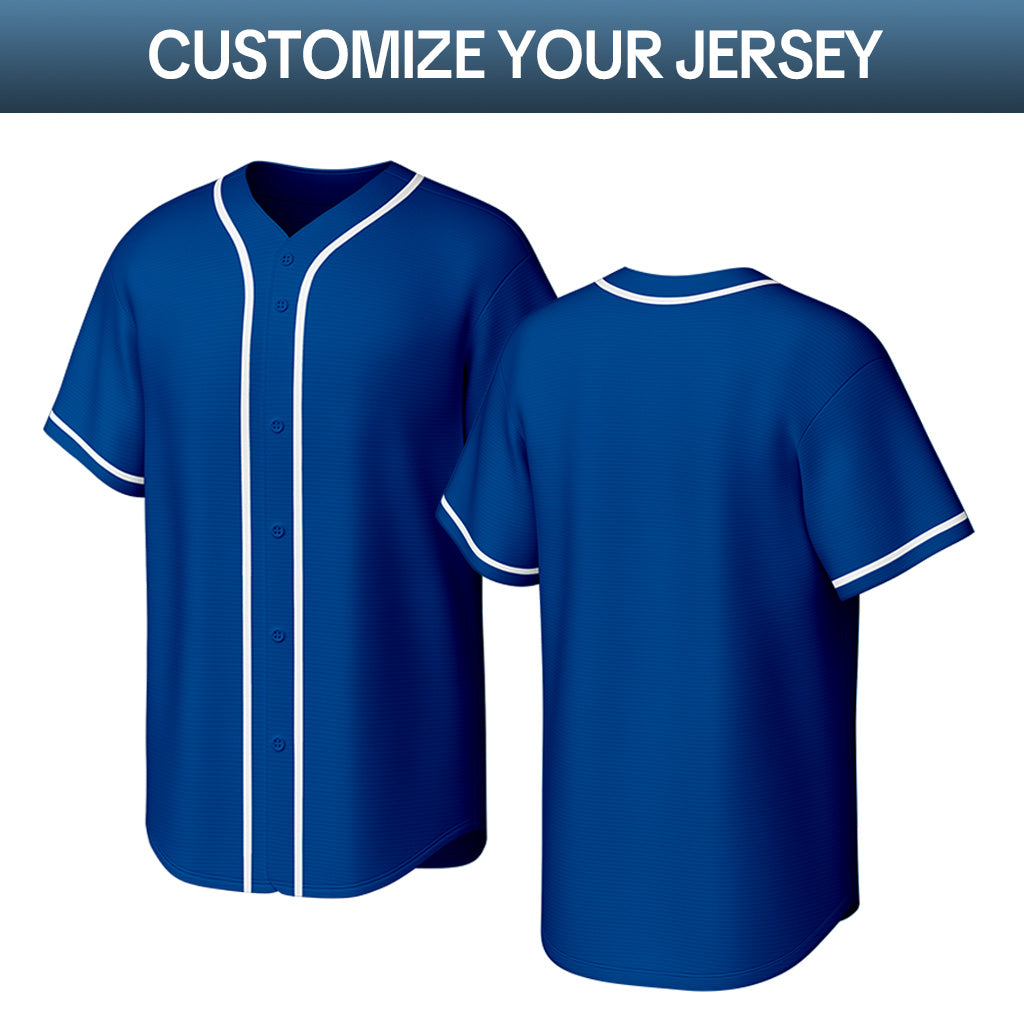 Custom Stitched Baseball Jersey Blue White | Personalized Name & Number | Team Uniform