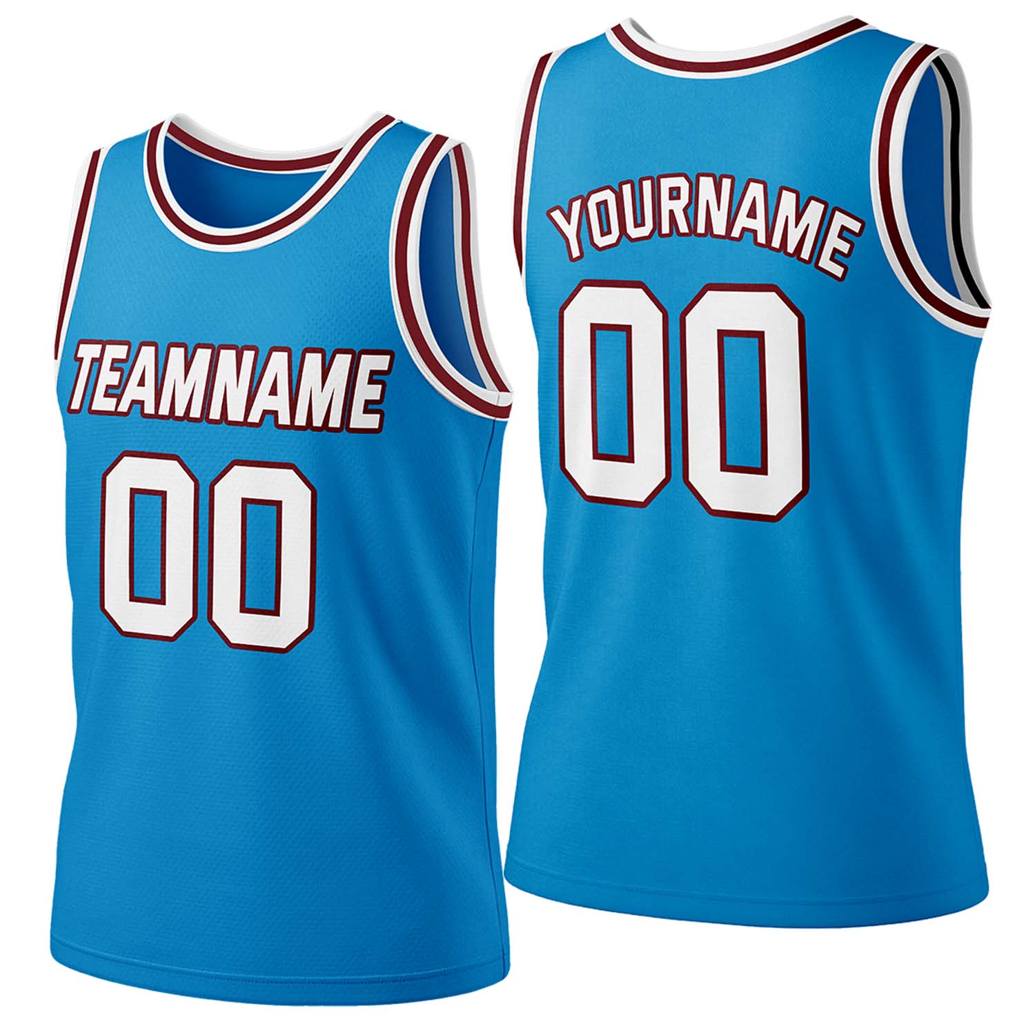Custom blue-white mesh basketball jersey by Vosoli | Personalized name & number team uniform for youth & adults