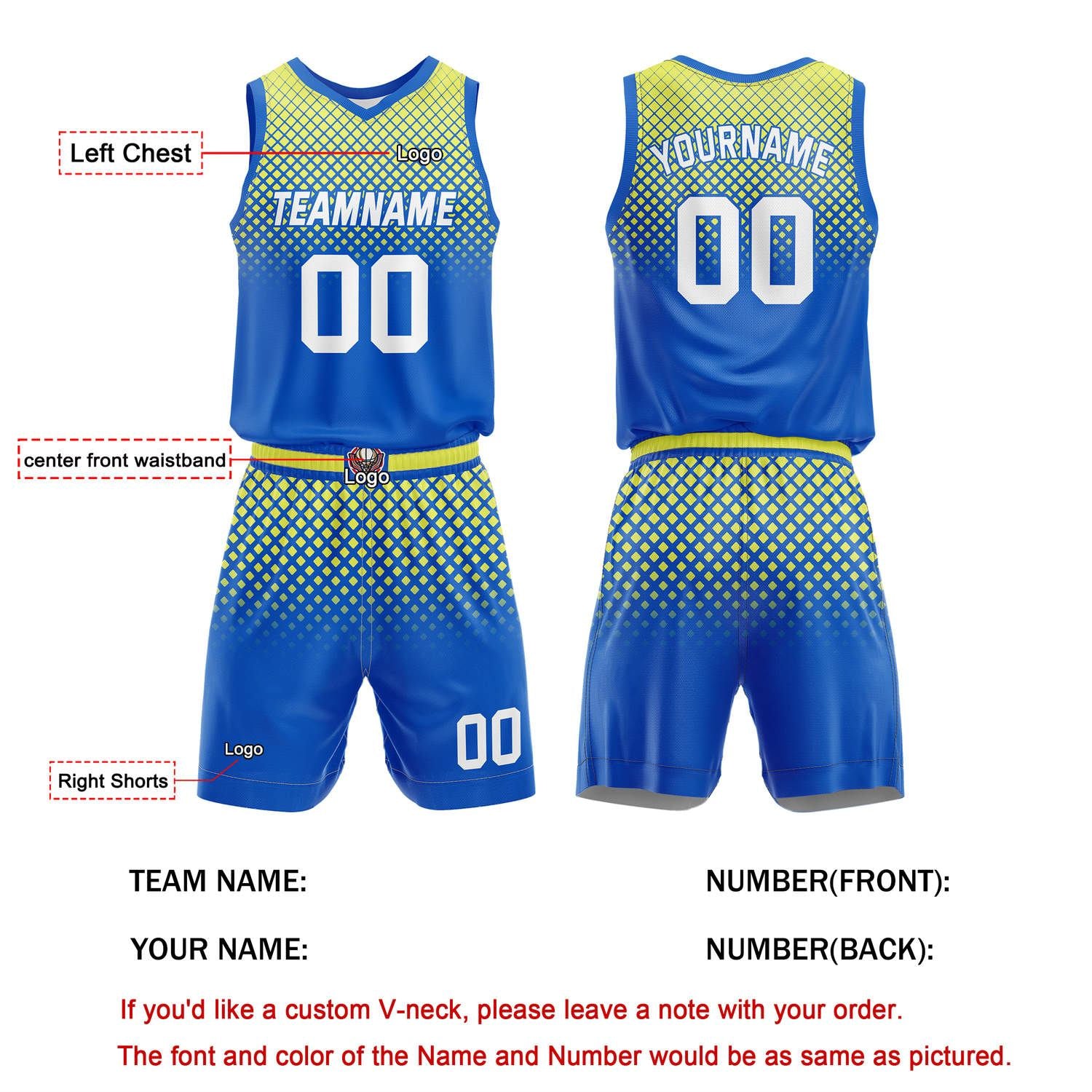 Custom Blue Yellow Gradient Basketball Uniform | Personalized Team Kit - Vosoli