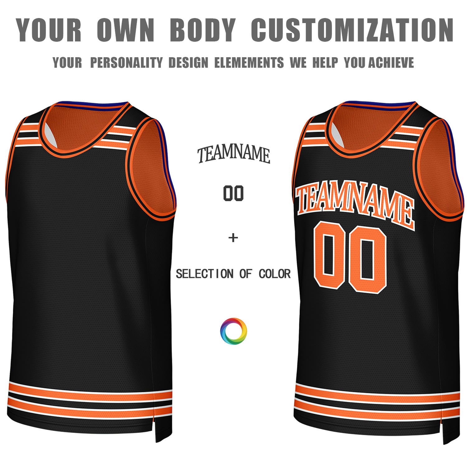 Custom Orange & Black Striped Reversible Basketball Jersey | Personalized Team Jerseys with Name, Number & Logo