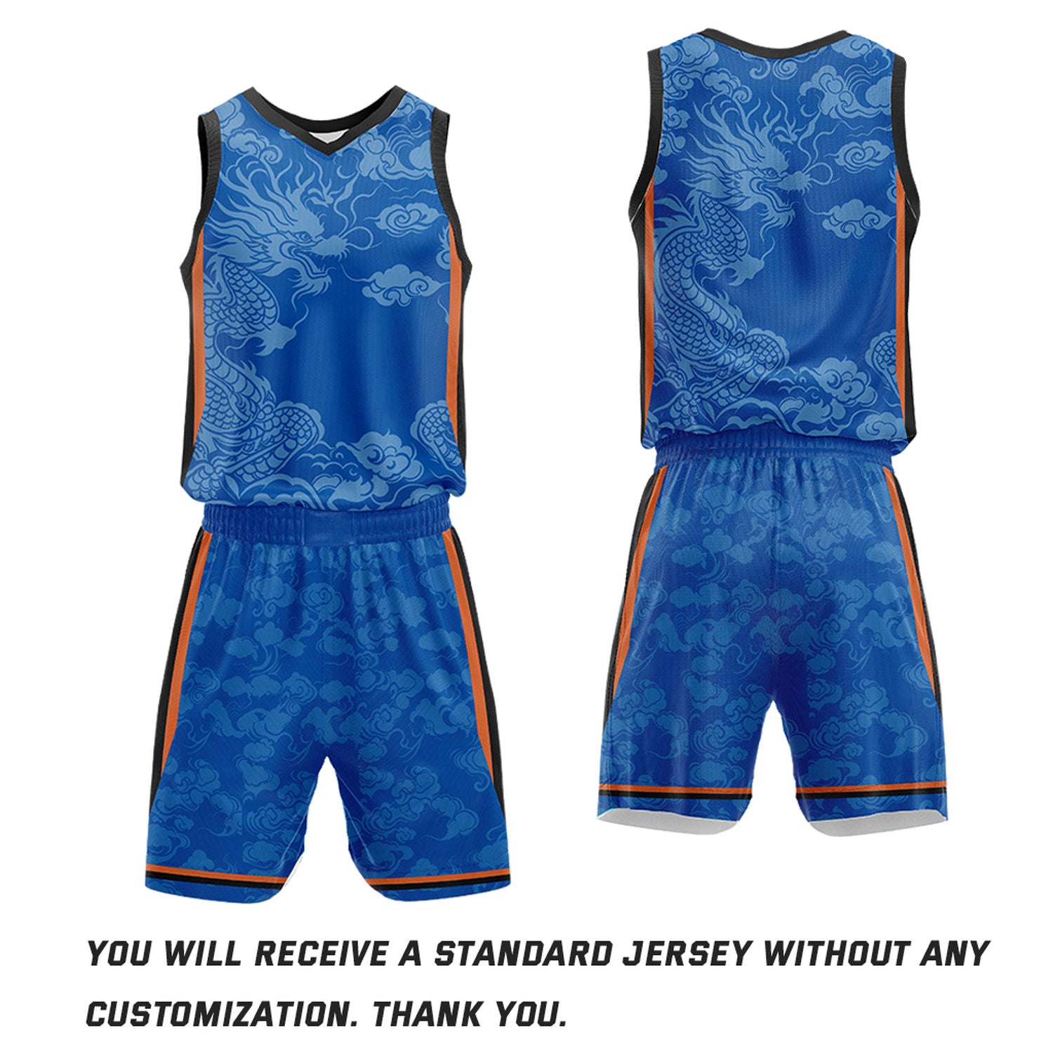 Custom Basketball Jerseys and Shorts Set | Blue Dragon Cloud V-Neck Sublimated Team Uniform