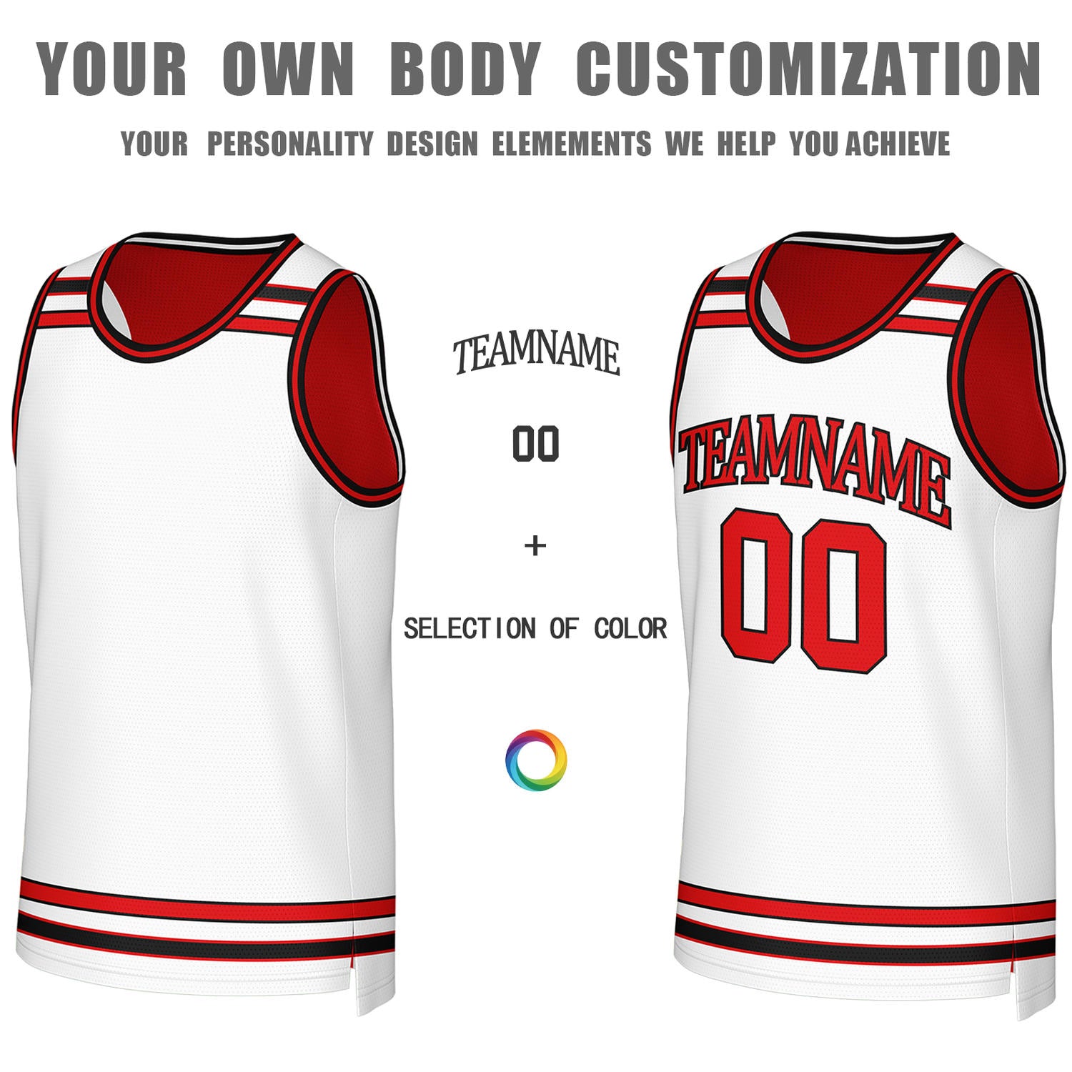 Custom Red & White Reversible Basketball Jersey | Personalized Team Jerseys for Adult & Youth