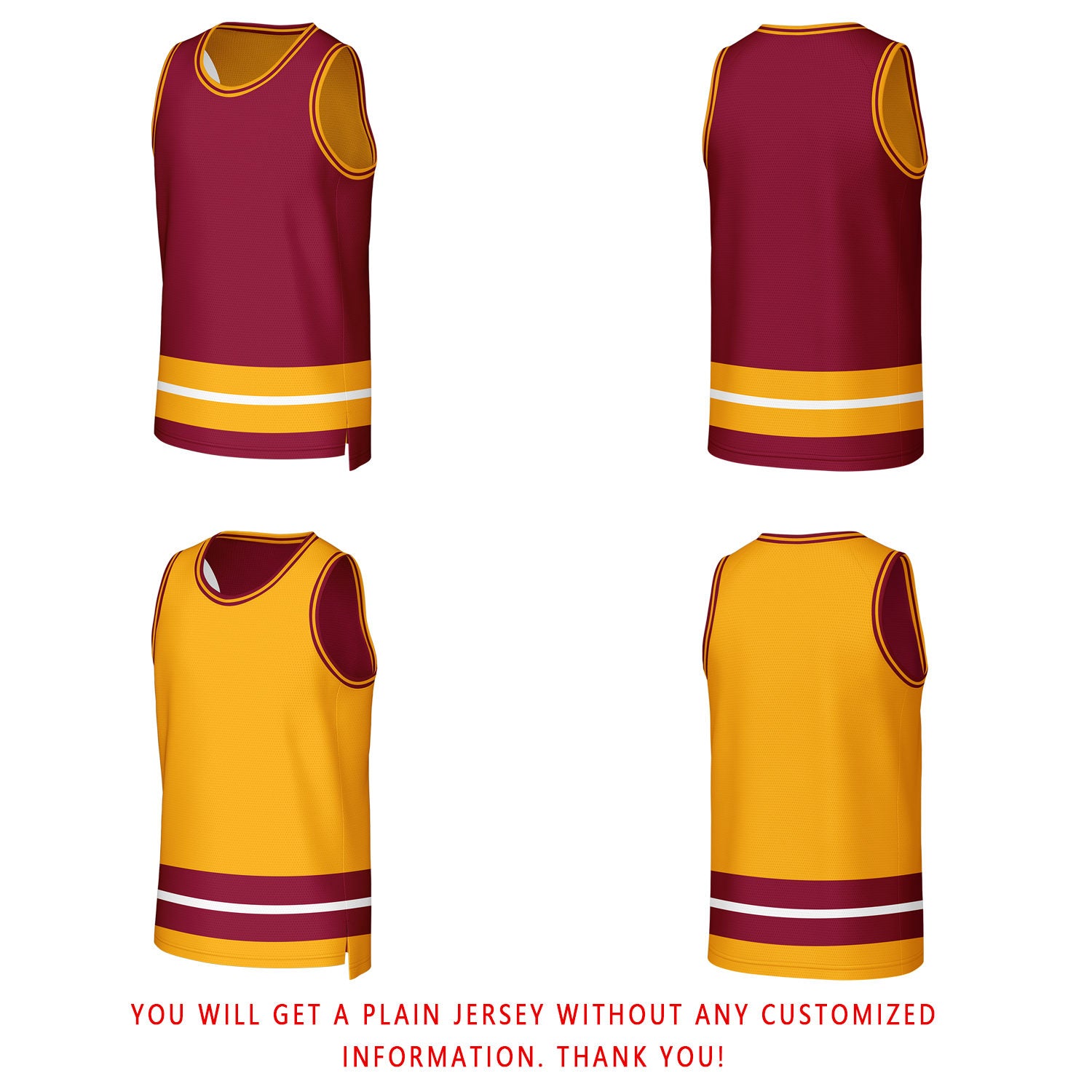 Custom Maroon & Gold Reversible Basketball Jersey | Personalized Team Jerseys for Adult & Youth