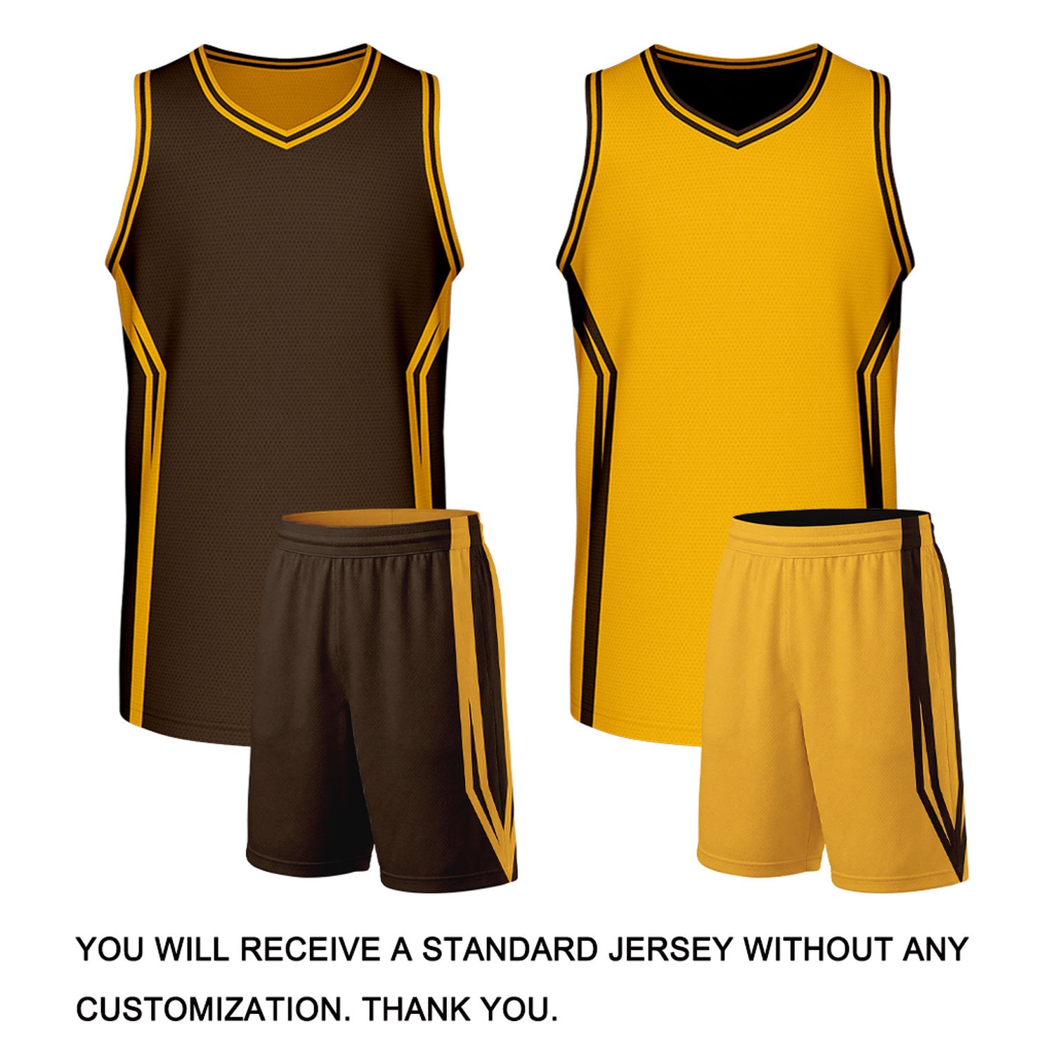 Custom Brown & Gold Two Sided Basketball Uniform Set | Personalized Team Uniforms for Adult & Youth