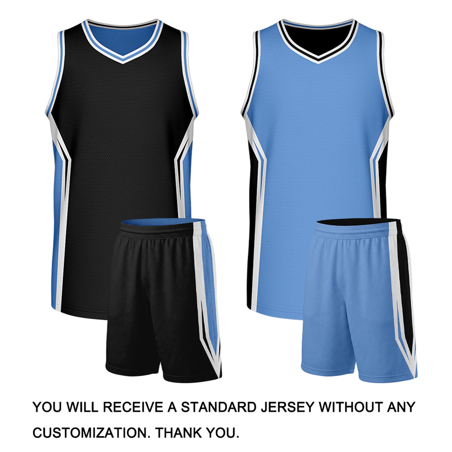 Custom Black & Carolina Blue Two Sided Basketball Uniform Set | Personalized Team Uniforms for Adult & Youth