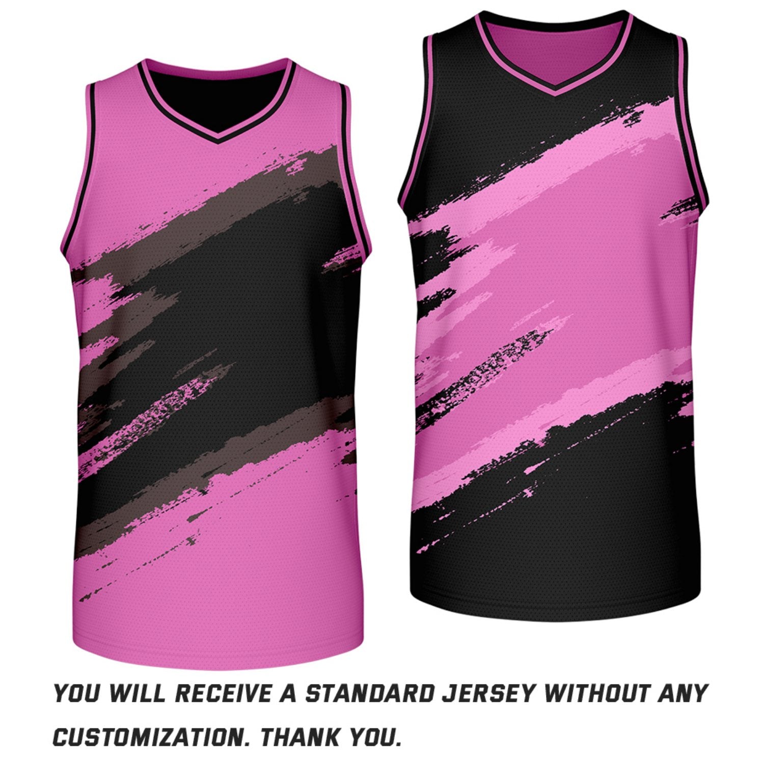 Custom Pink & Black Brush Stroke Reversible Basketball Jersey | Adult Youth Jerseys for Large Group Team Orders