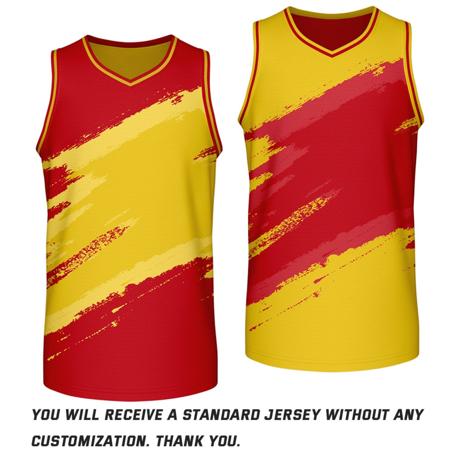 Custom Red & Yellow Brush Stroke Reversible Basketball Jersey | Adult Youth Jerseys for Large Group Team Orders