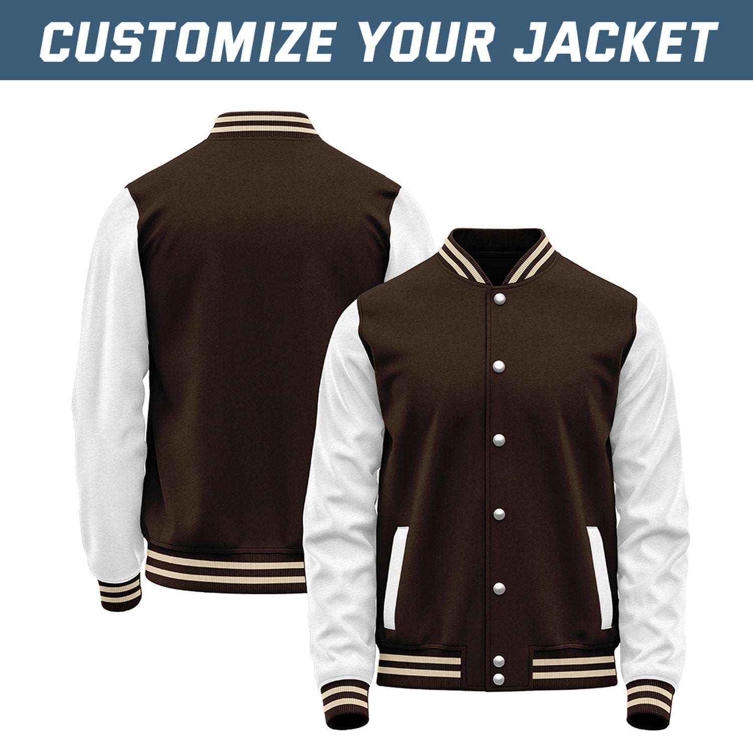 Custom Brown & White Baseball Bomber Jacket | Retro Collegiate Varsity & Letterman