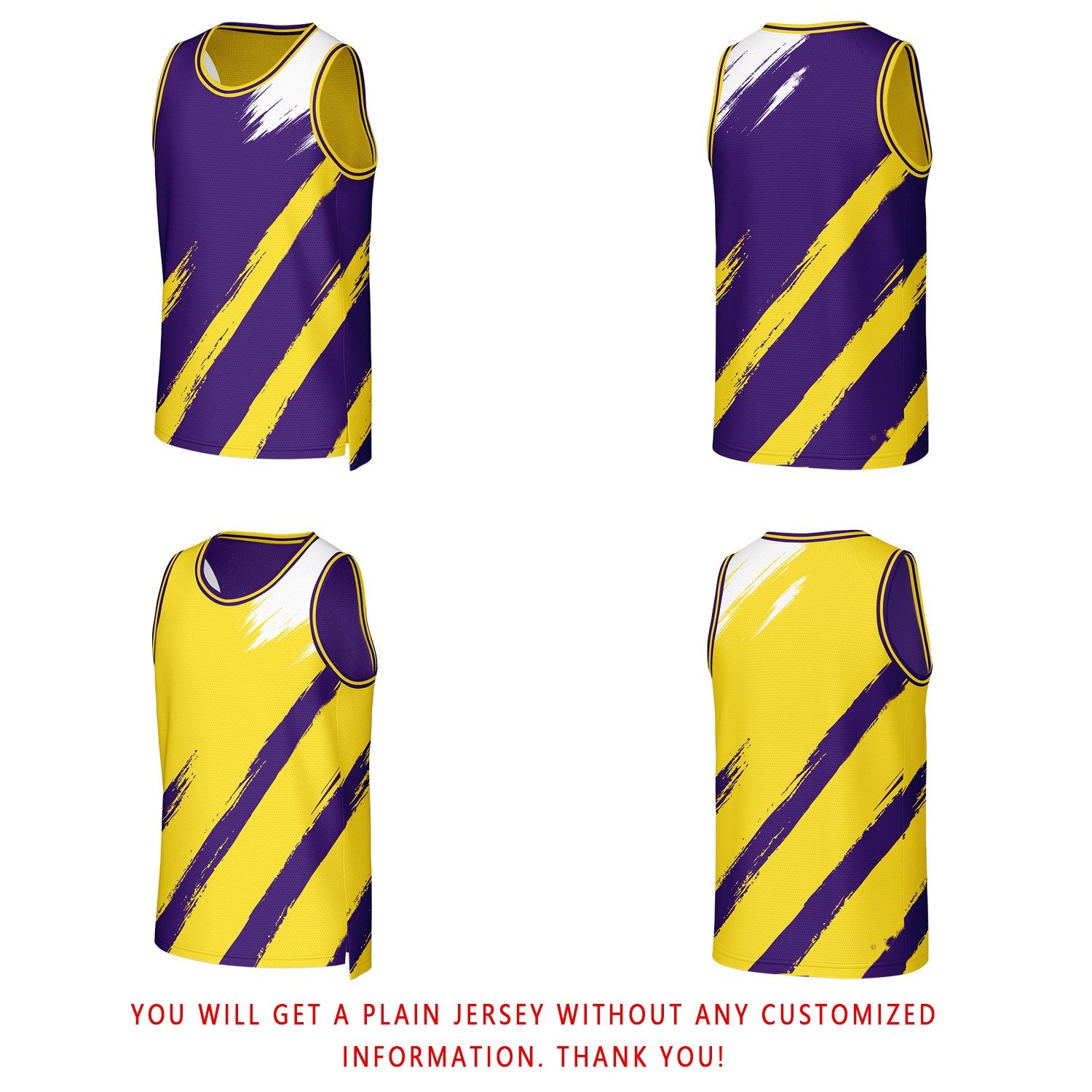 Custom Purple & Gold Brush Stroke Reversible Basketball Jersey | Personalized Team Uniforms for Adult & Youth