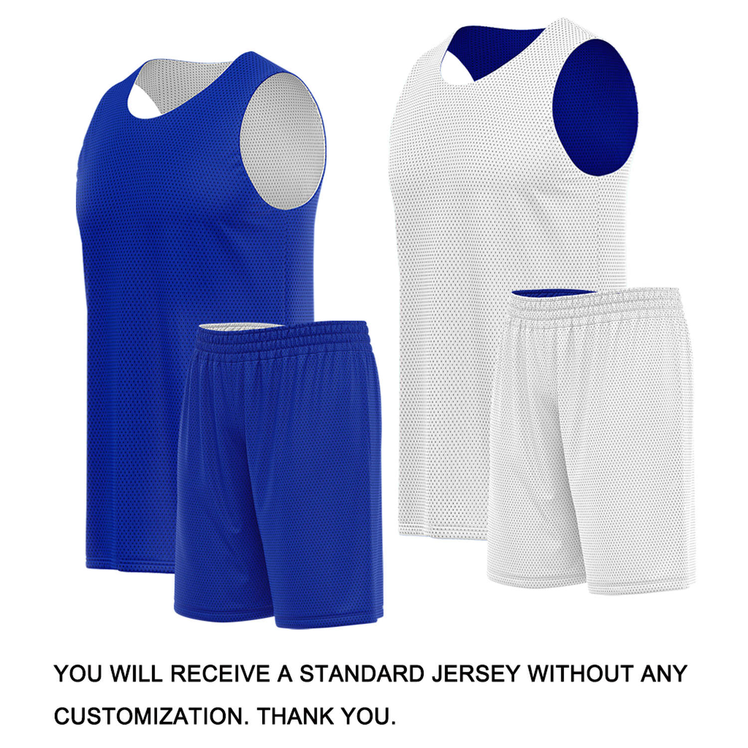 Custom Royal Blue & White Double Sided Basketball Uniform Set | Breathable Mesh Tank Top and Shorts