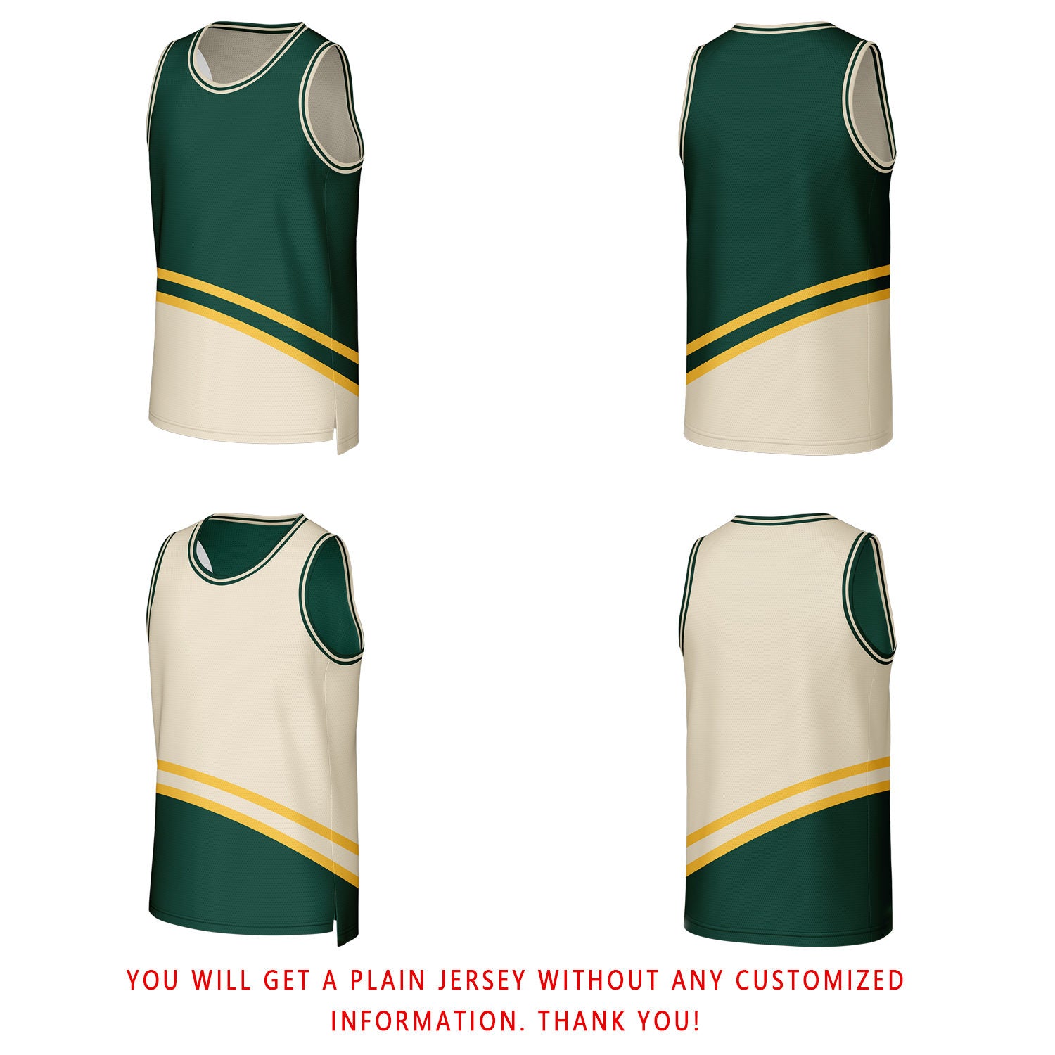 Custom Green & Cream Reversible Basketball Jersey | Personalized Team Jerseys for Adult & Youth