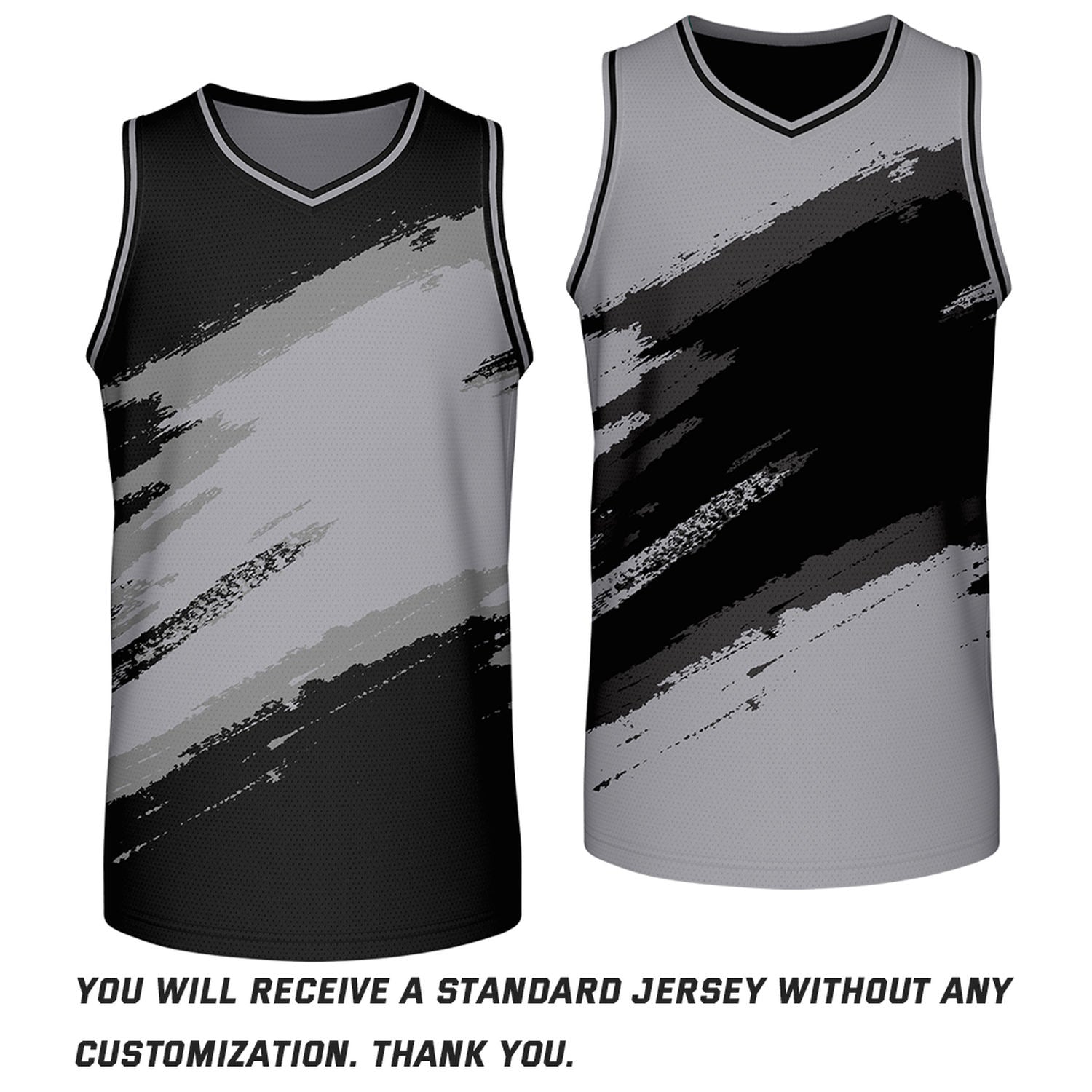 Custom Black & Gray Brush Stroke Reversible Basketball Jersey | Adult Youth Jerseys for Large Group Team Orders