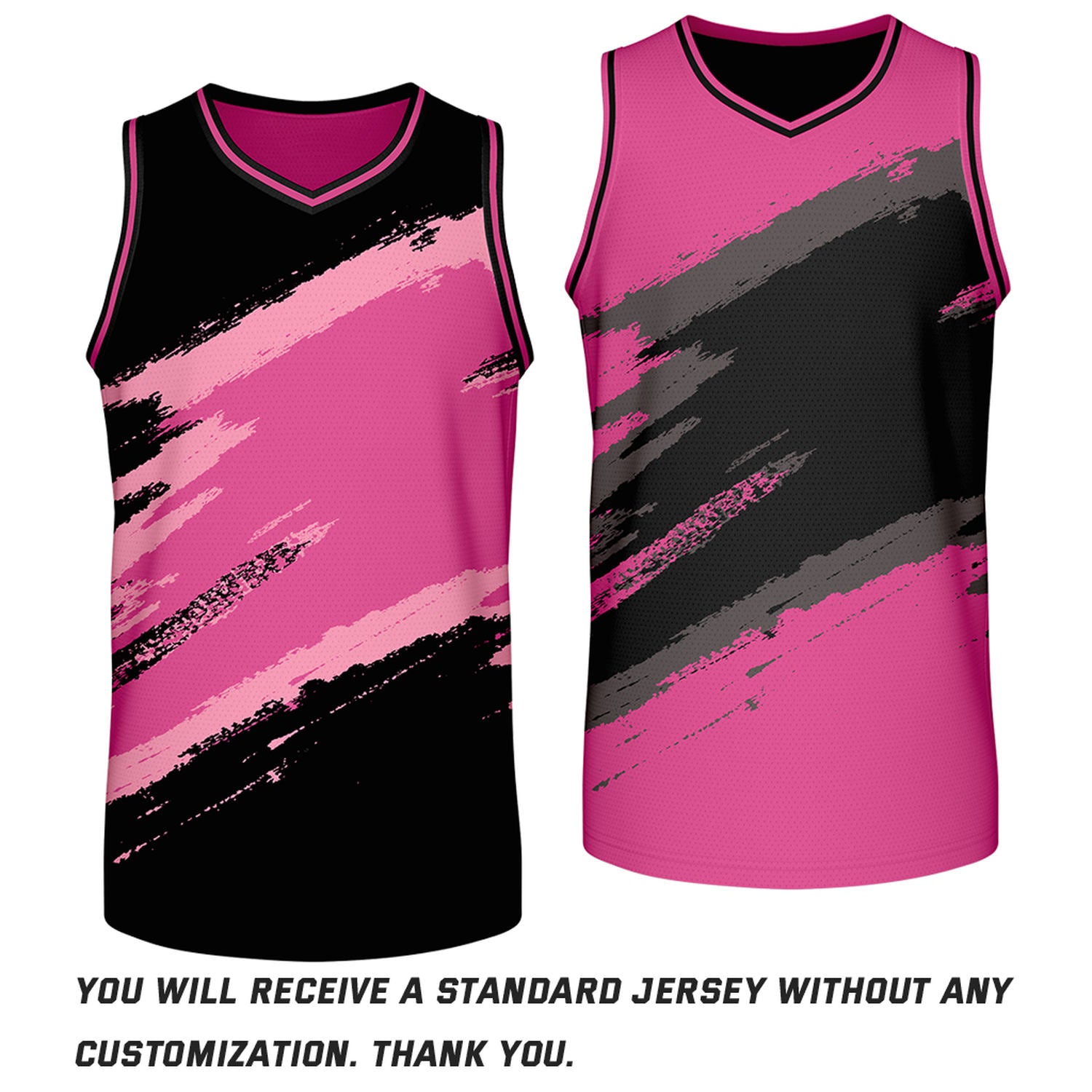 Custom Black & Pink Brush Stroke Reversible Basketball Jersey | Adult Youth Jerseys for Large Group Team Orders