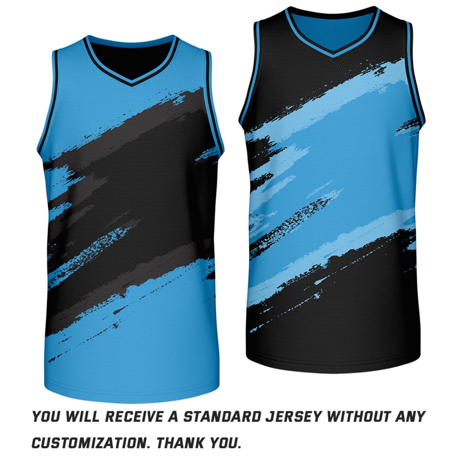 Custom Black & Light Blue Brush Stroke Reversible Basketball Jersey | Adult Youth Jerseys for Large Group Team Orders