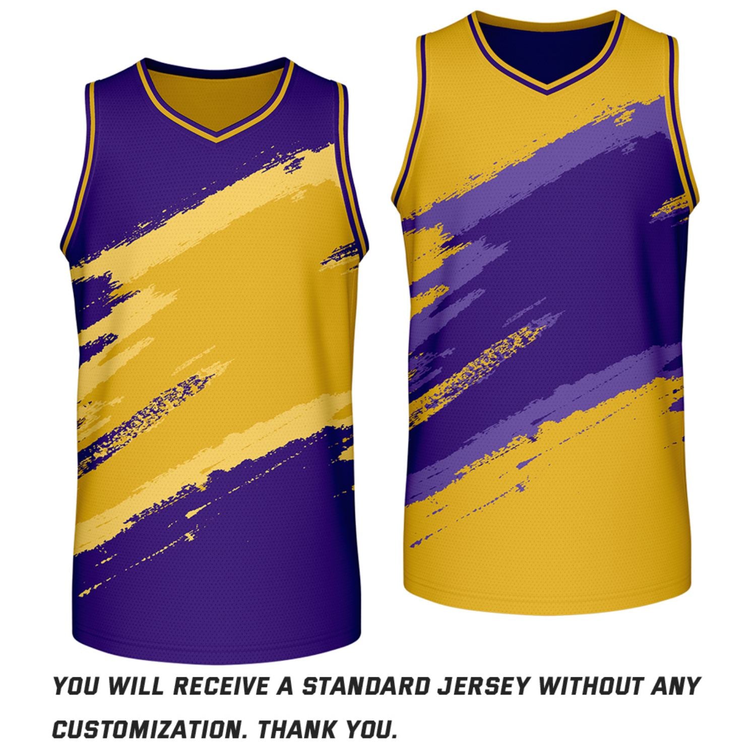 Custom Purple & Gold Brush Stroke Reversible Basketball Jersey | Adult Youth Jerseys for Large Group Team Orders