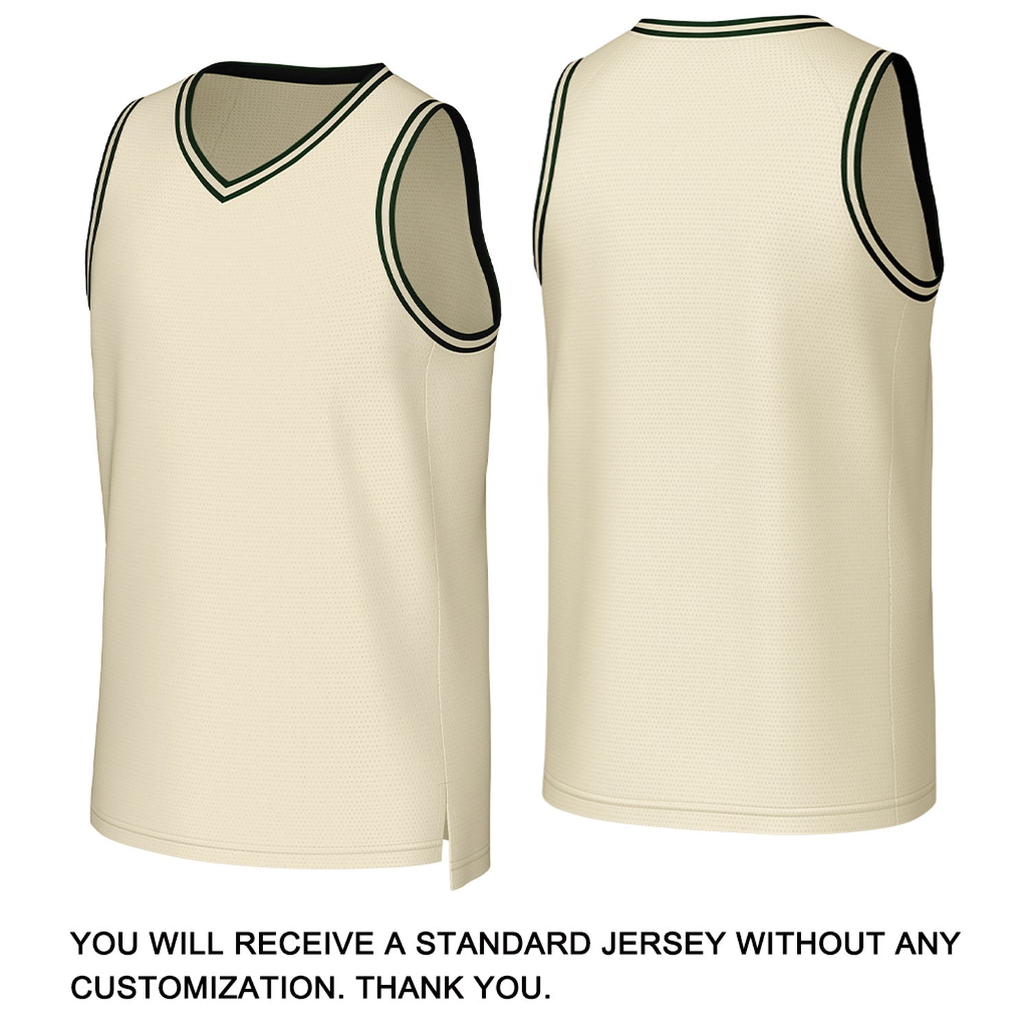 Custom Cream & Dark Green Basketball Jersey | Personalized Name & Number Team Uniform