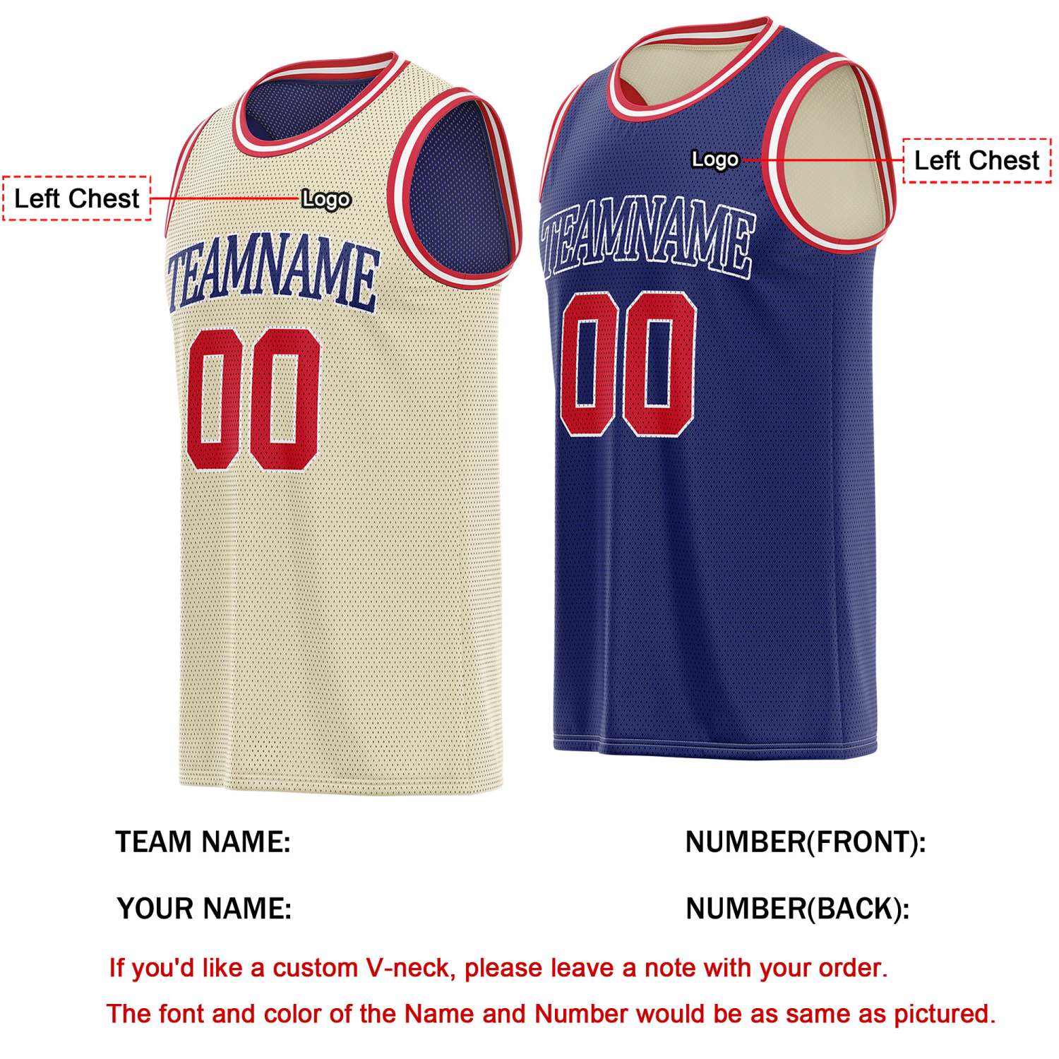 Custom Cream Navy Reversible Basketball Jersey | Personalized Team Name & Number - Vosoli
