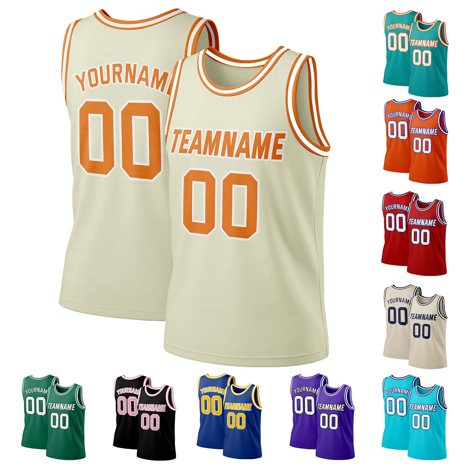 Custom Cream & Orange Mesh Basketball Jersey | Personalized Team Uniform