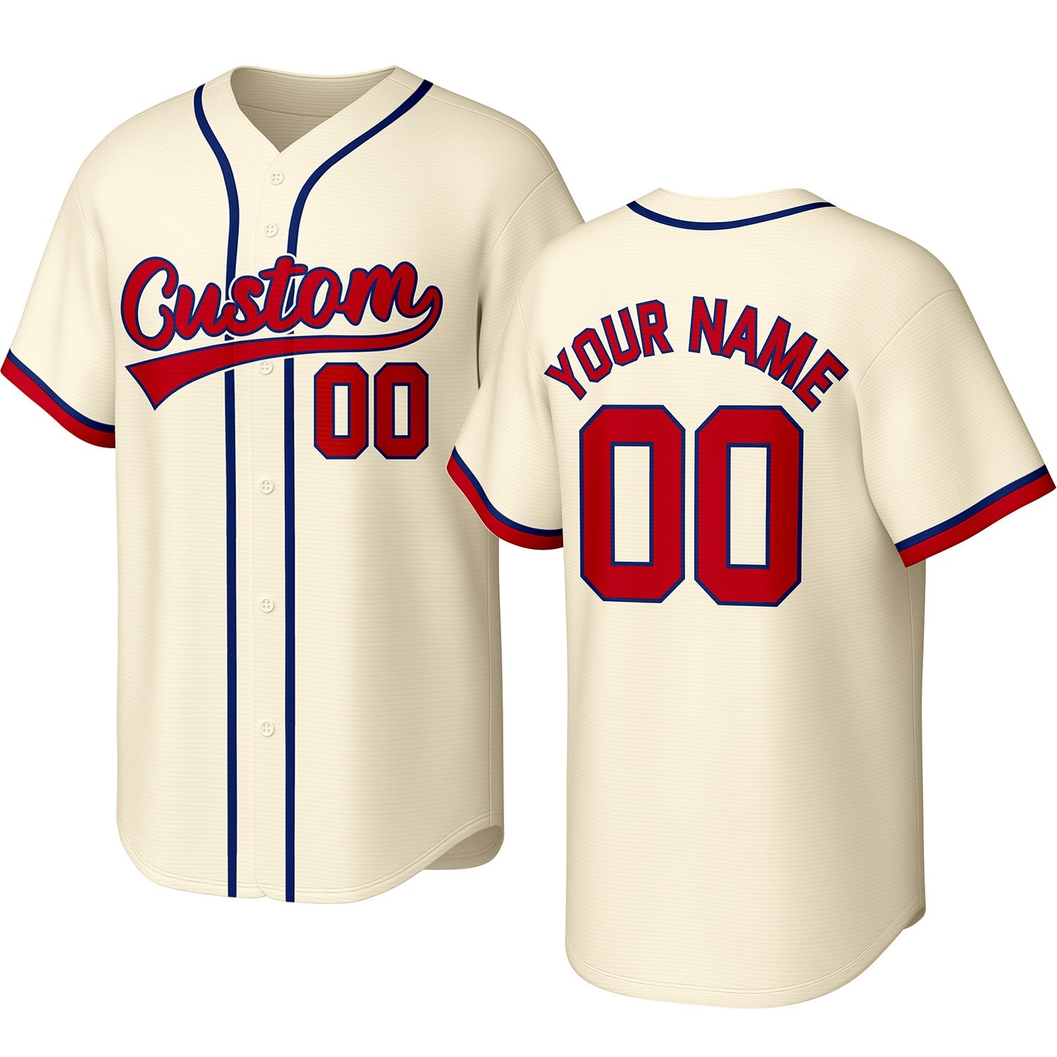 Custom cream baseball jersey with stitched logo, personalized name & number, button-front short-sleeve sports uniform for team men women youth game practice - Vosoli