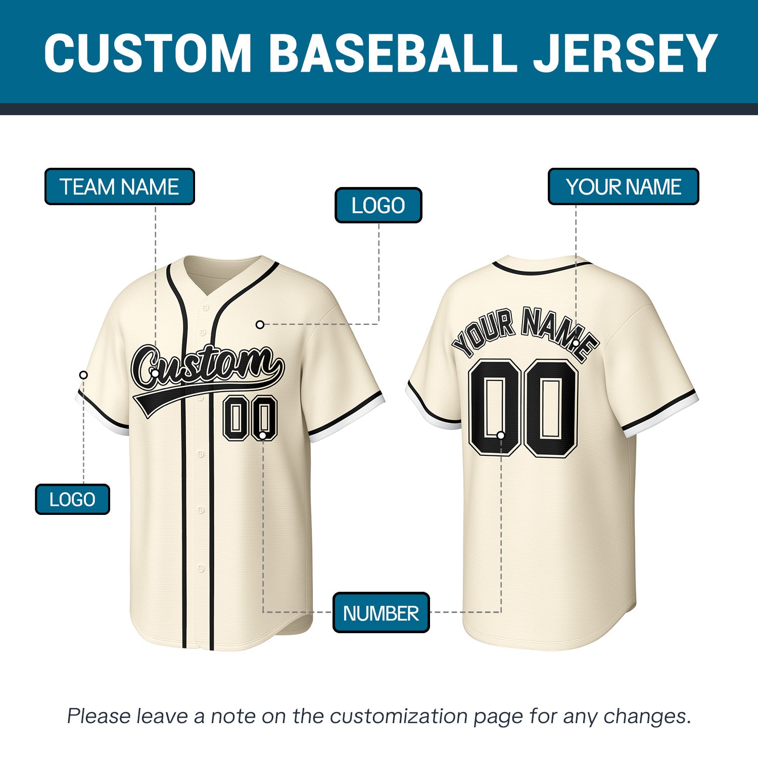 Custom Cream Stitched Baseball Jersey | Personalized Name & Number | Team Uniform