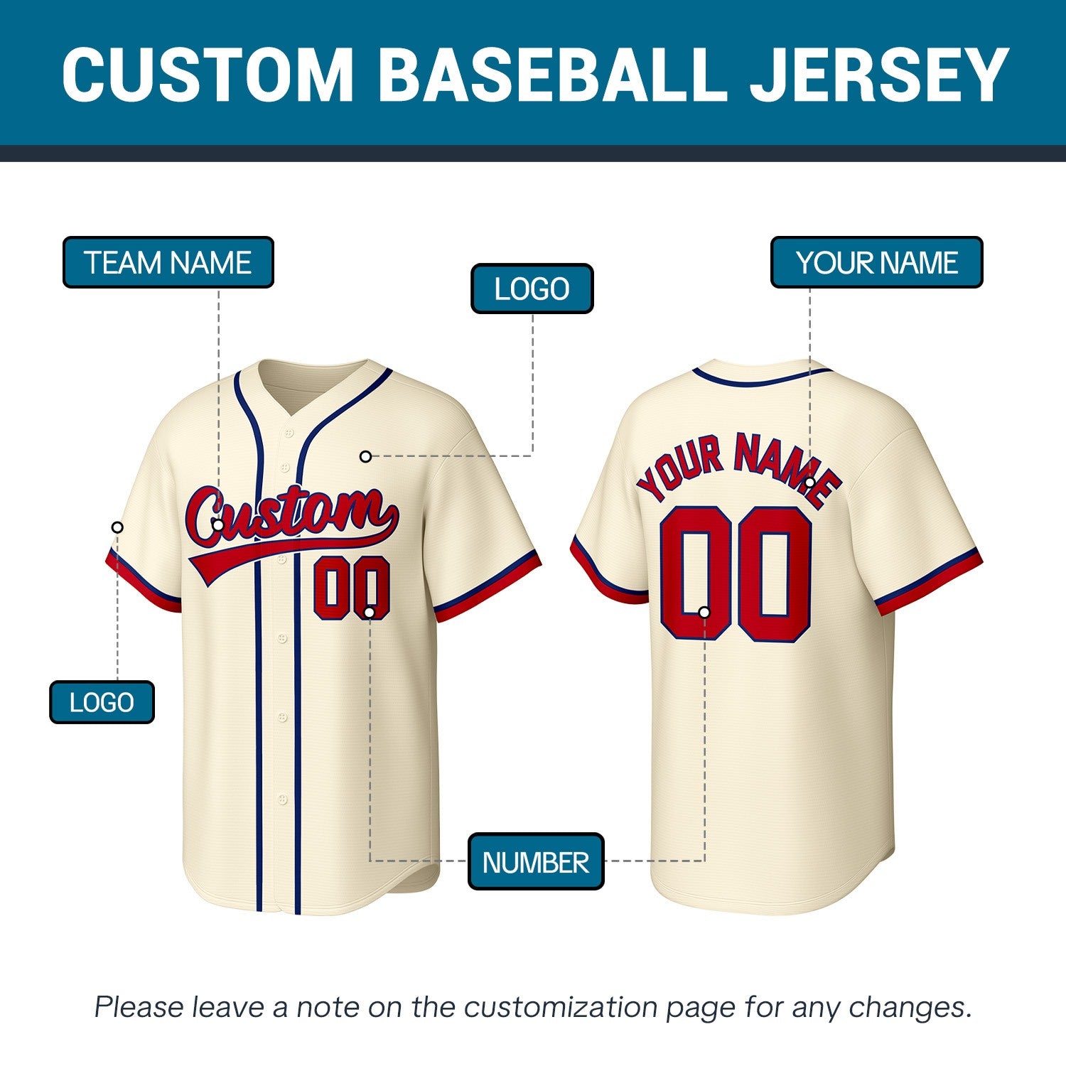Custom Cream Stitched Baseball Jersey | Personalized Name & Number | Team Uniform