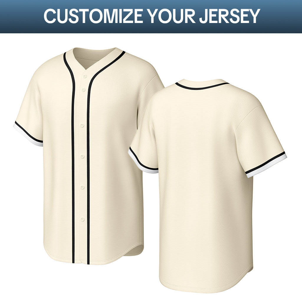 Custom Cream Stitched Baseball Jersey | Personalized Name & Number | Team Uniform