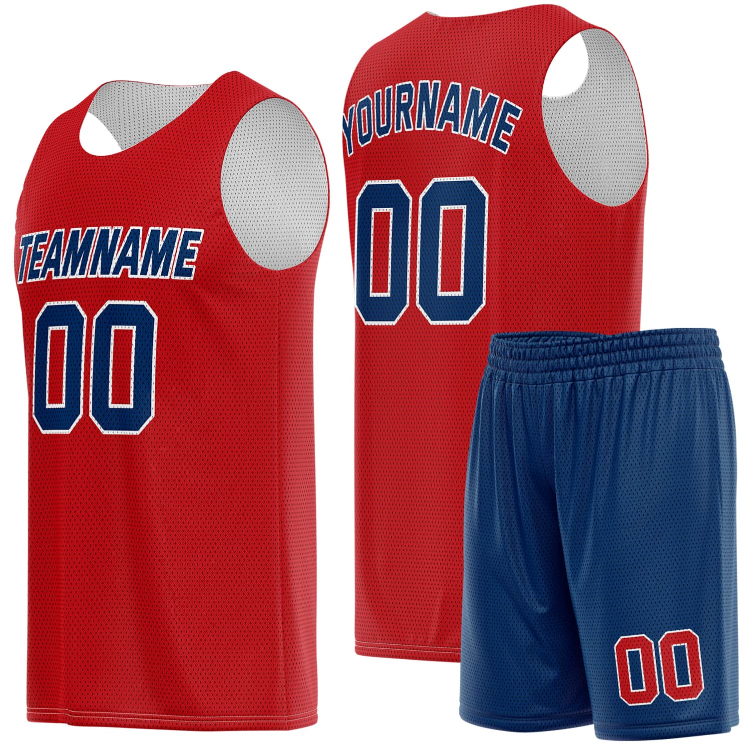 Custom Crimson Red & Royal Blue Basketball Jersey + Shorts Set - Personalized Team Name, Number | Vosoli