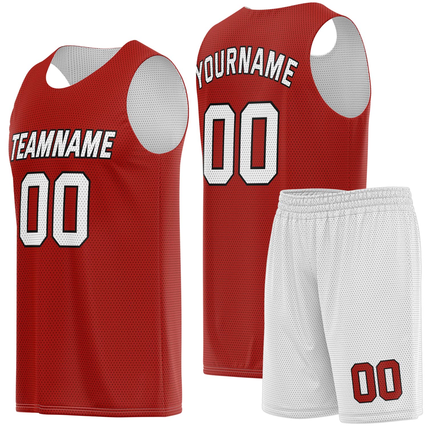 Custom Crimson Red & White Basketball Jersey + Shorts Set - Personalized Team Name, Number | Vosoli