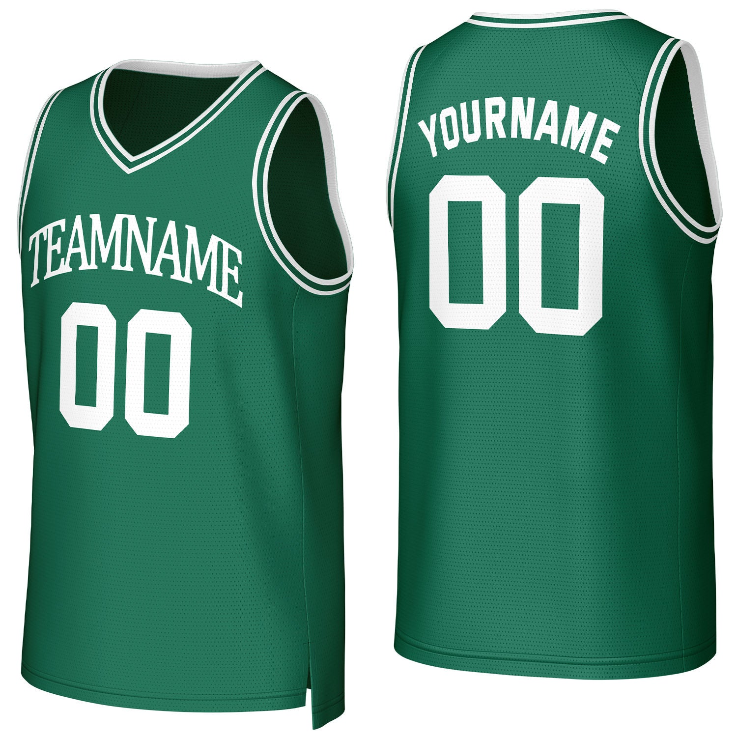 Custom Dark Green & White Mesh Basketball Jersey | Personalized Name & Number Team Uniform