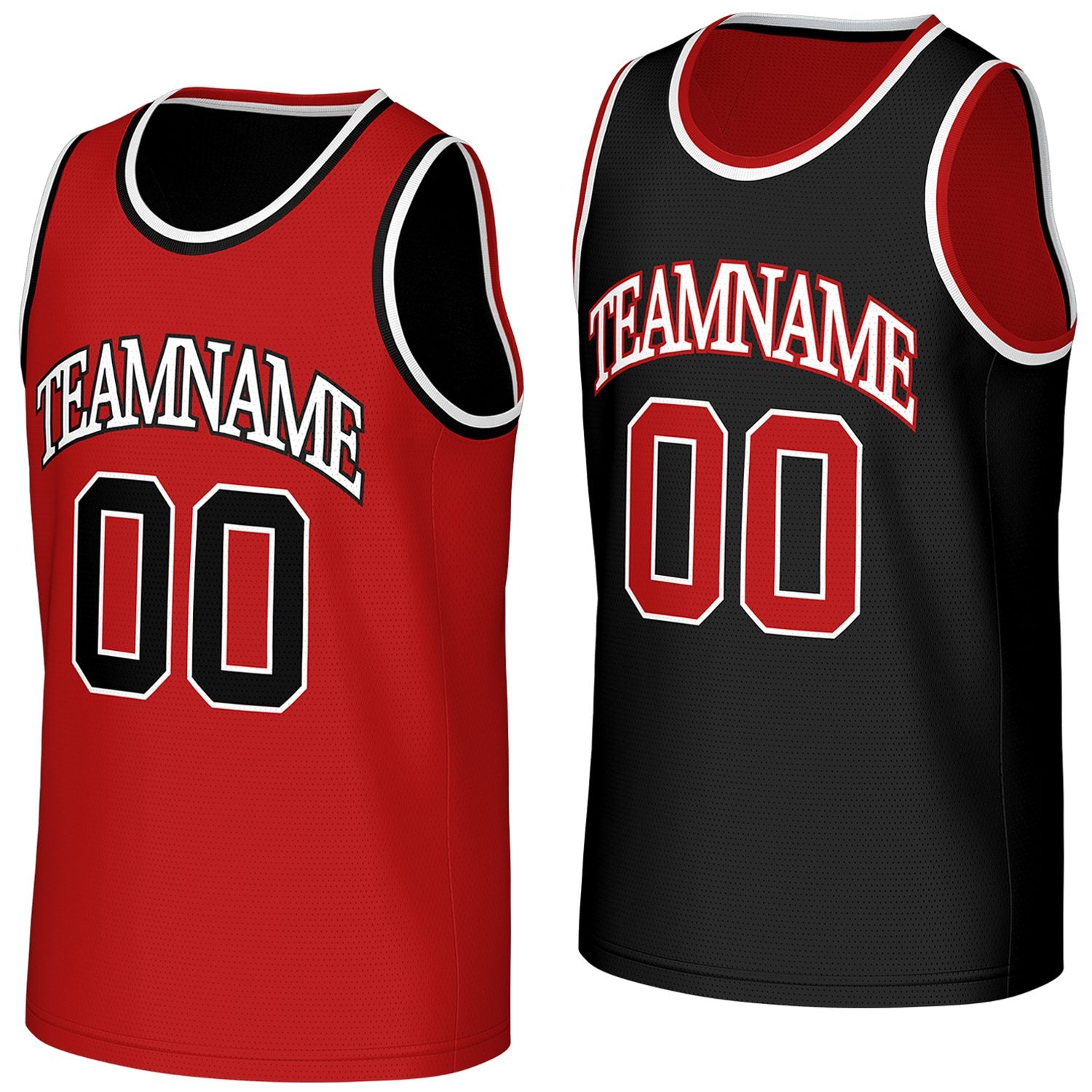 direct from factory custom basketball jerseys red black reversible by Vosoli, personalized team name, number & logo, breathable mesh dual sided basketball jersey for team games