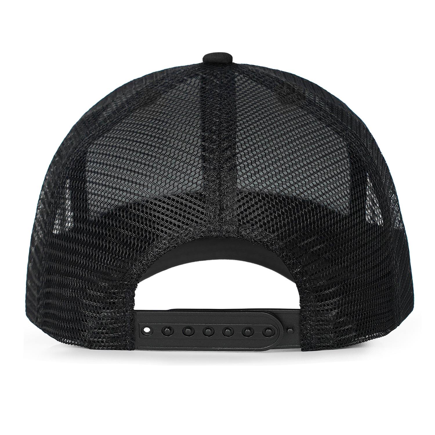 Custom Embroidered or Printed Black Trucker Cap | Breathable mesh cap