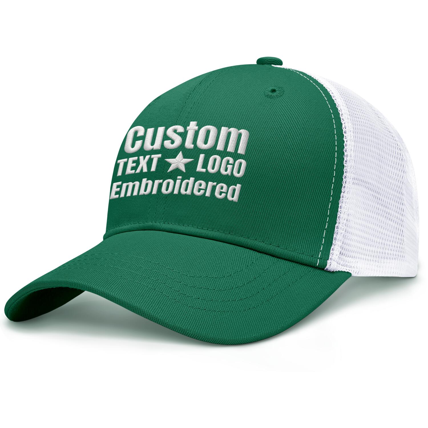 Custom Embroidered or Printed Bright Green & White Trucker Cap | Breathable mesh cap