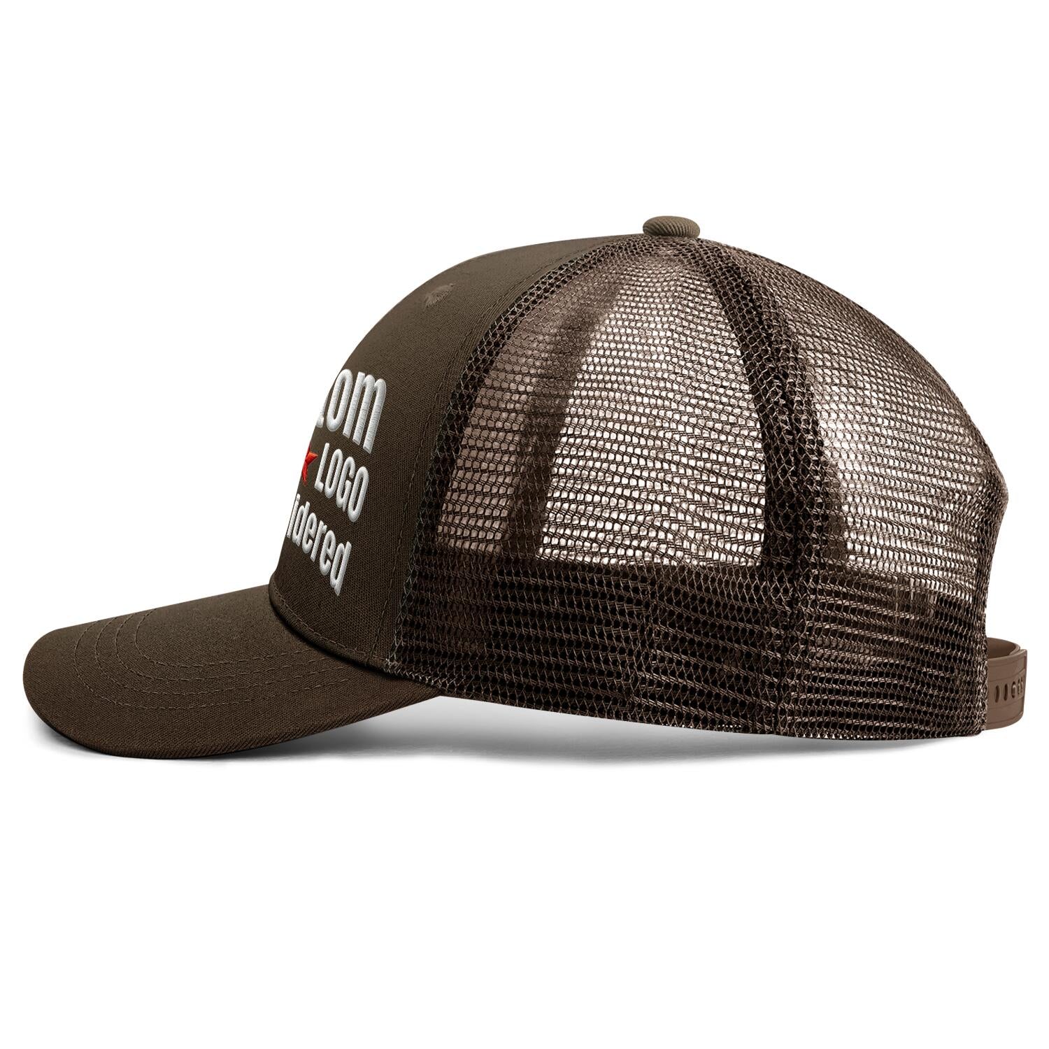Custom Embroidered or Printed Dark Brown Trucker Cap | Breathable mesh cap