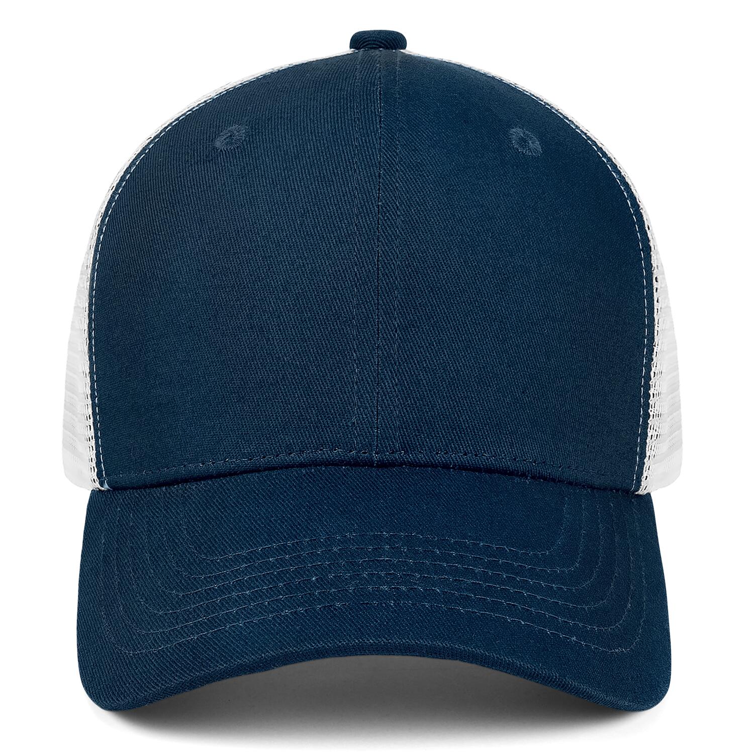 Custom Embroidered or Printed Navy Blue Trucker Cap | Breathable mesh cap