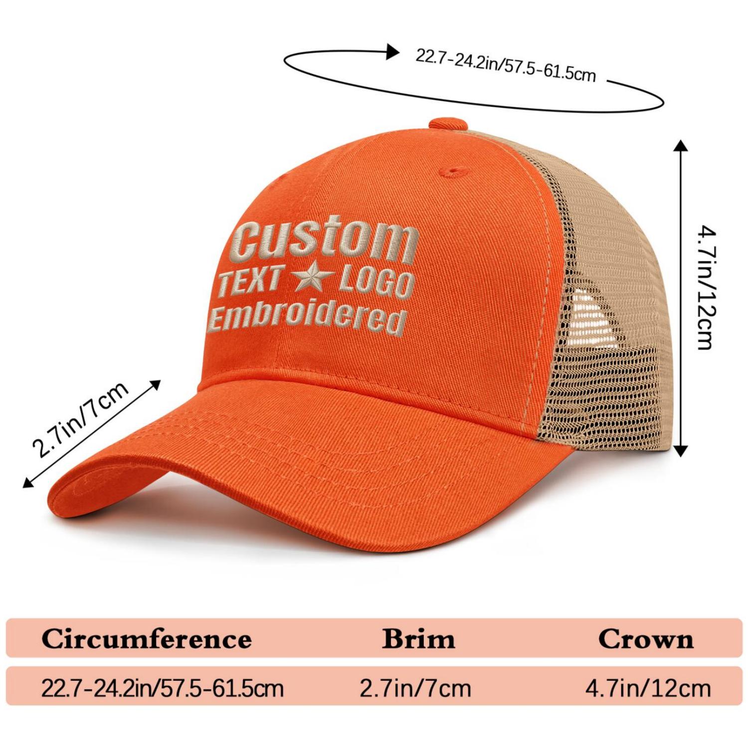 Custom Embroidered or Printed Orange & Beige Trucker Cap | Breathable mesh cap