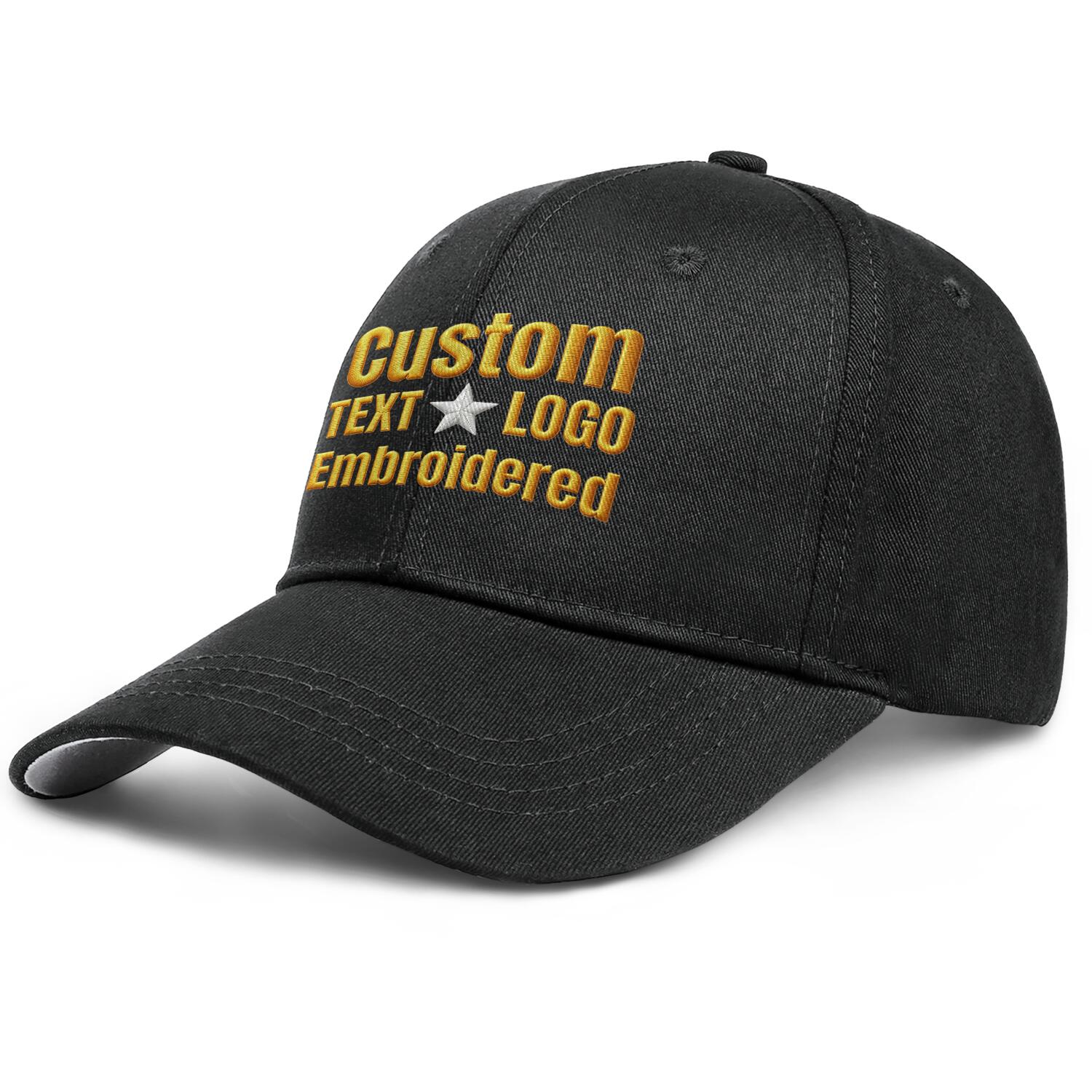 Custom Embroidered or Printed Black Baseball Cap | Personalized Sport Hat