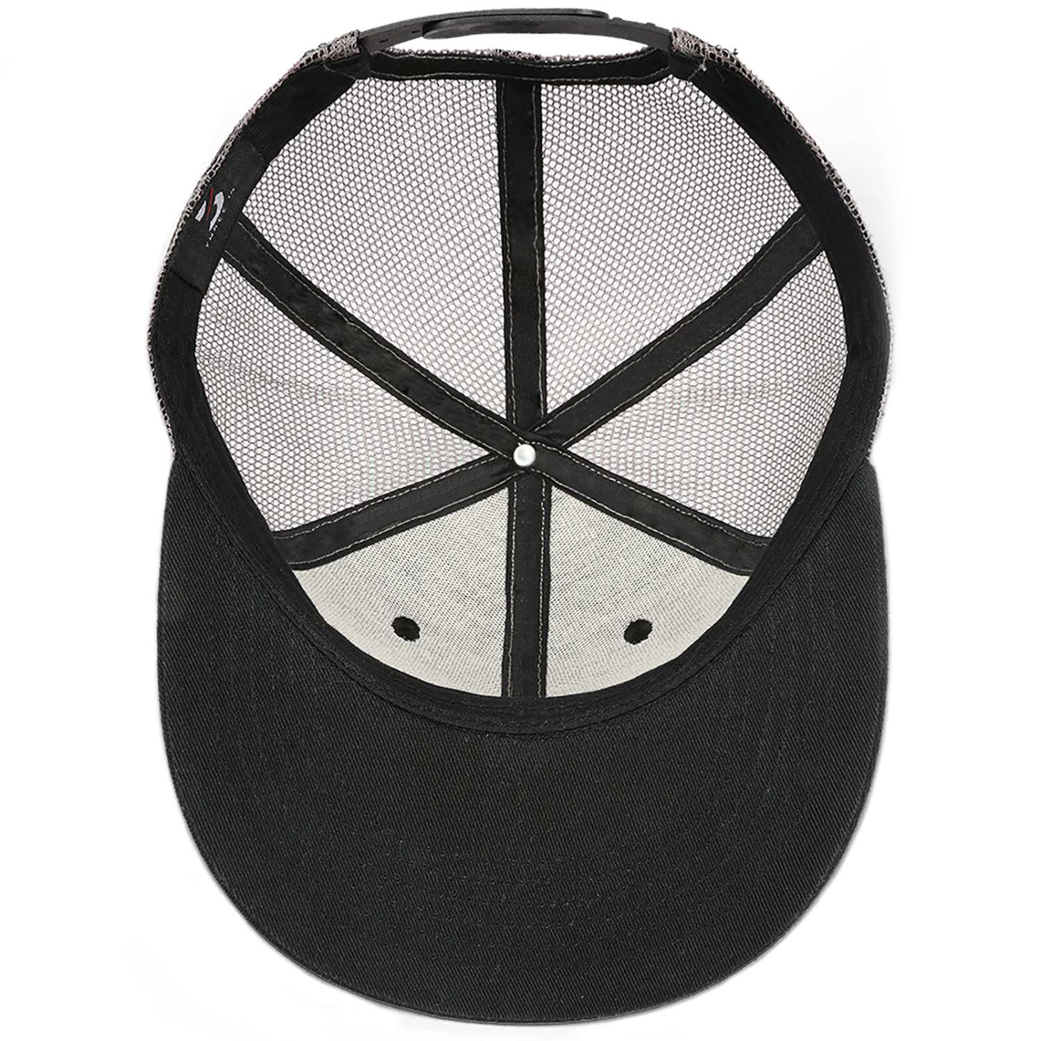 Custom Embroidered or Printed Black Mesh Flat-Brim Cap