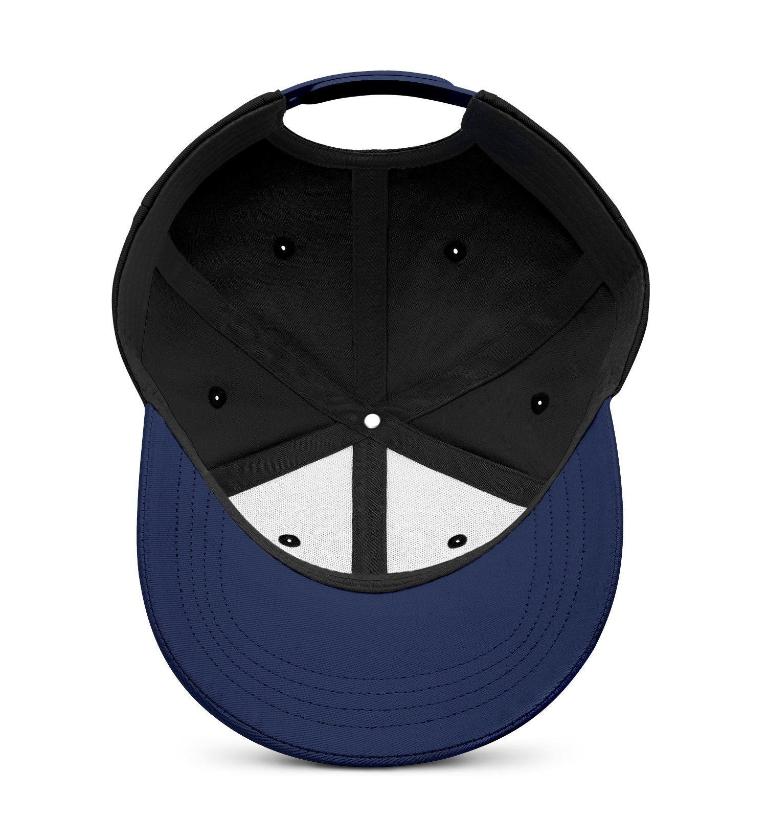 Custom Embroidered or Printed Black & Navy Blue Color Block Baseball Cap | Personalized Sport Hat